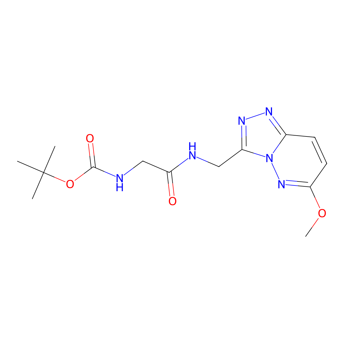 Tert-butyl (2-(((6-methoxy-[1,2,4]triazolo[4,3-b]pyridazin-3-yl)methyl)amino)-2-oxoethyl)carbamate molecular structure, CAS 2034326-28-6