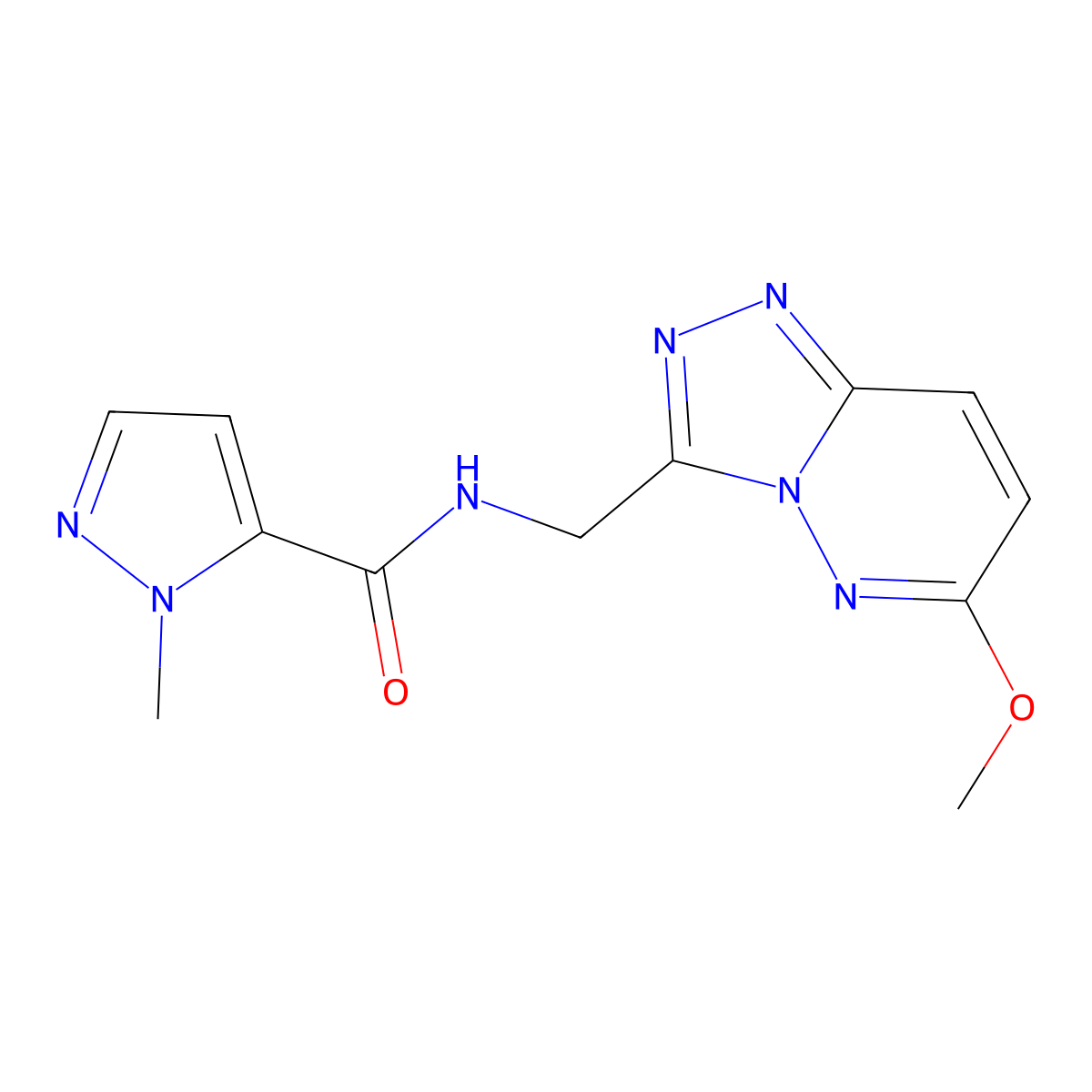 N-({6-methoxy-[1,2,4]triazolo[4,3-b]pyridazin-3-yl}methyl)-1-methyl-1H-pyrazole-5-carboxamide molecular structure, CAS 2034326-35-5