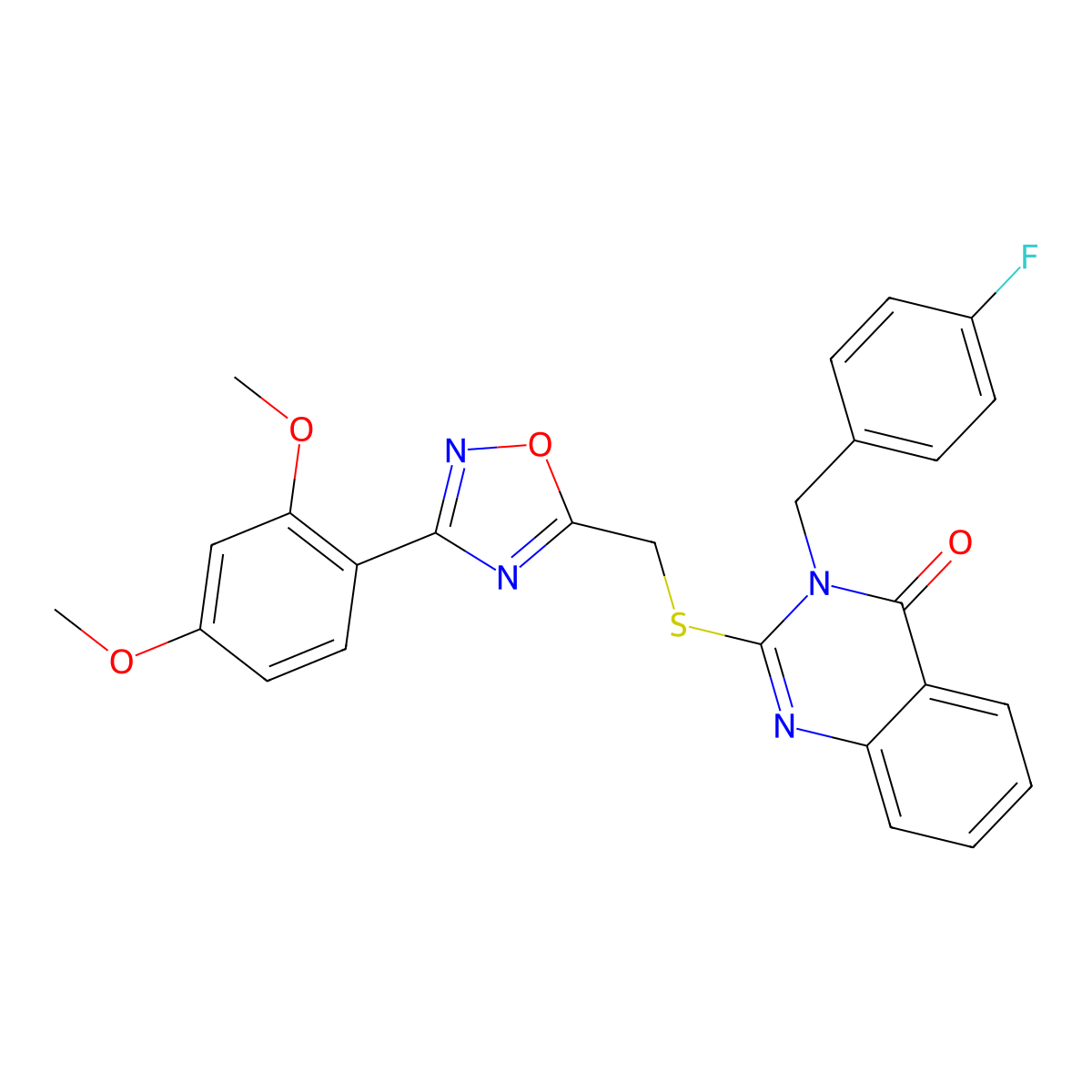 2-(((3-(2,4-dimethoxyphenyl)-1,2,4-oxadiazol-5-yl)methyl)thio)-3-(4-fluorobenzyl)quinazolin-4(3H)-one molecular structure, CAS 2034326-37-7