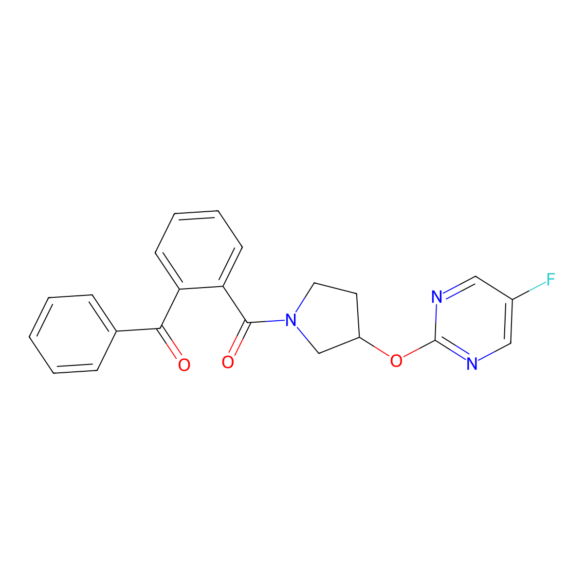 (2-Benzoylphenyl)(3-((5-fluoropyrimidin-2-yl)oxy)pyrrolidin-1-yl)methanone molecular structure, CAS 2034326-41-3