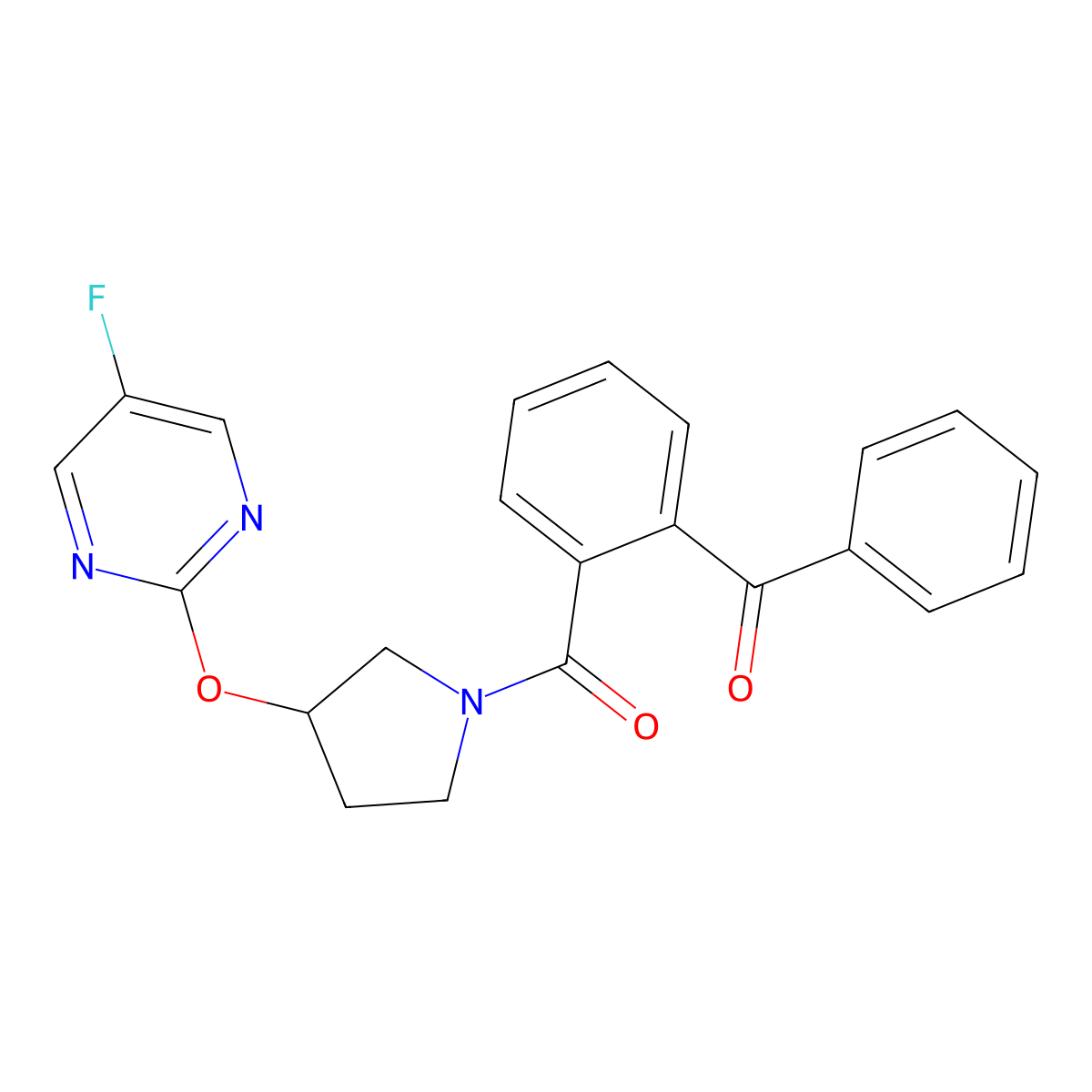 (2-Benzoylphenyl)(3-((5-fluoropyrimidin-2-yl)oxy)pyrrolidin-1-yl)methanone molecular structure, CAS 2034326-41-3