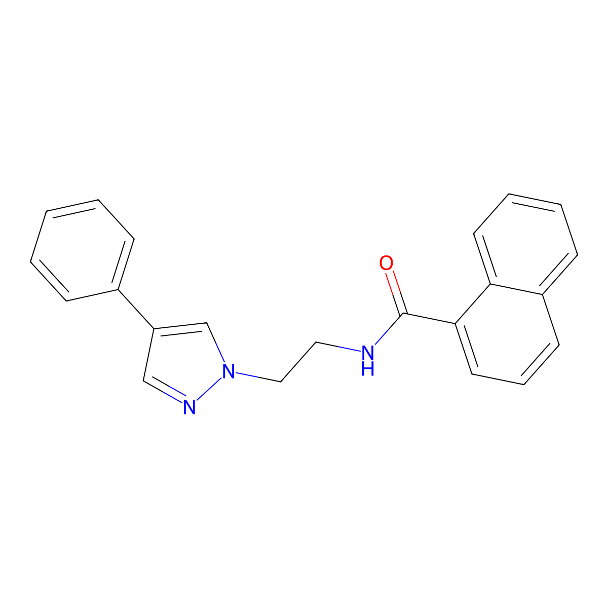 N-(2-(4-phenyl-1H-pyrazol-1-yl)ethyl)-1-naphthamide molecular structure, CAS 2034326-43-5