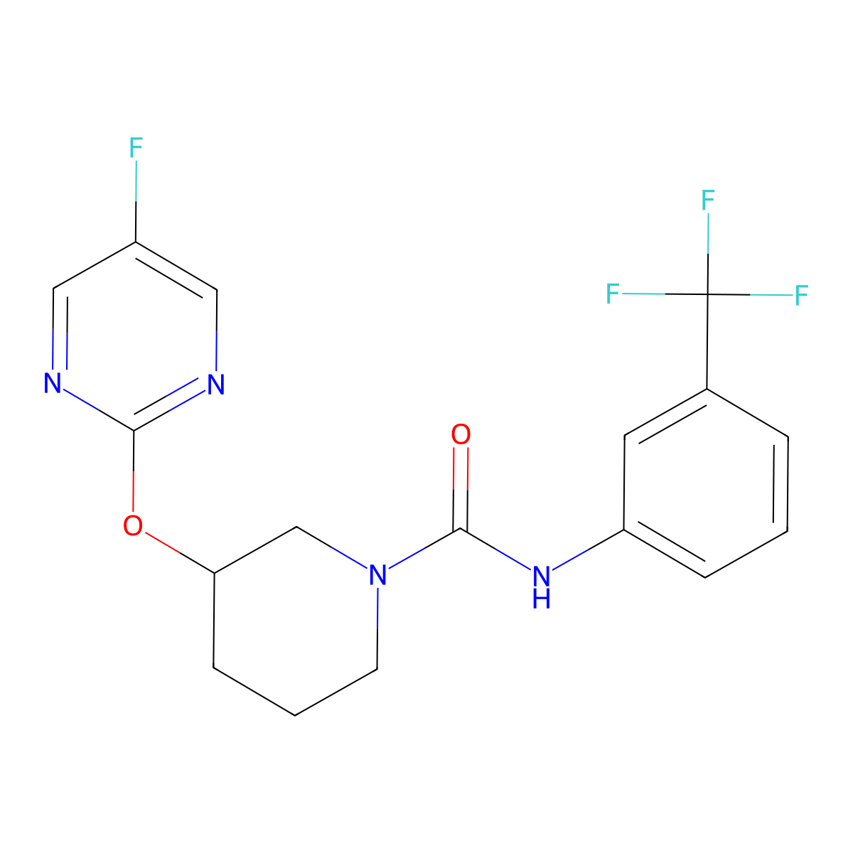 3-[(5-fluoropyrimidin-2-yl)oxy]-N-[3-(trifluoromethyl)phenyl]piperidine-1-carboxamide molecular structure, CAS 2034326-47-9