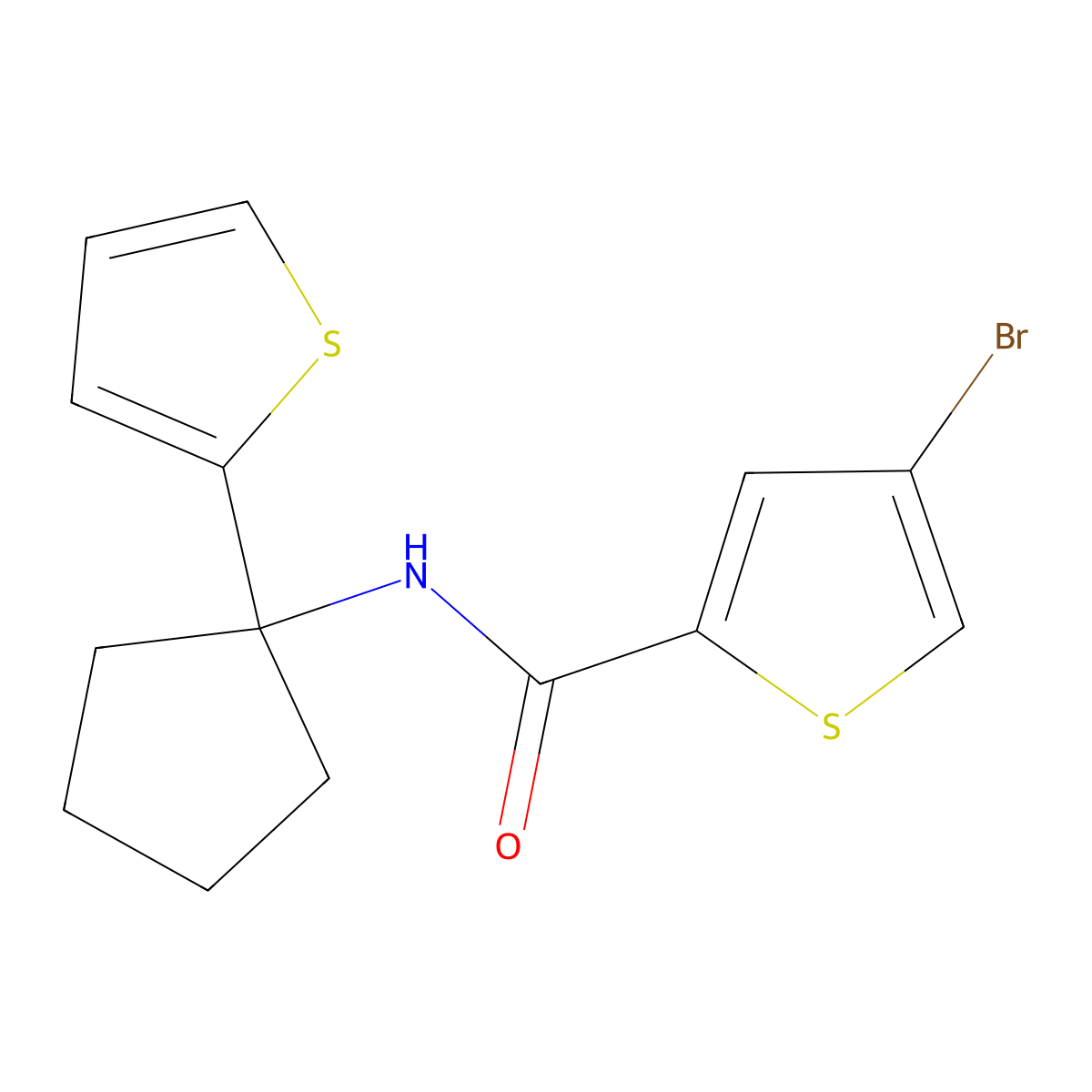 4-bromo-N-(1-(thiophen-2-yl)cyclopentyl)thiophene-2-carboxamide molecular structure, CAS 2034326-51-5