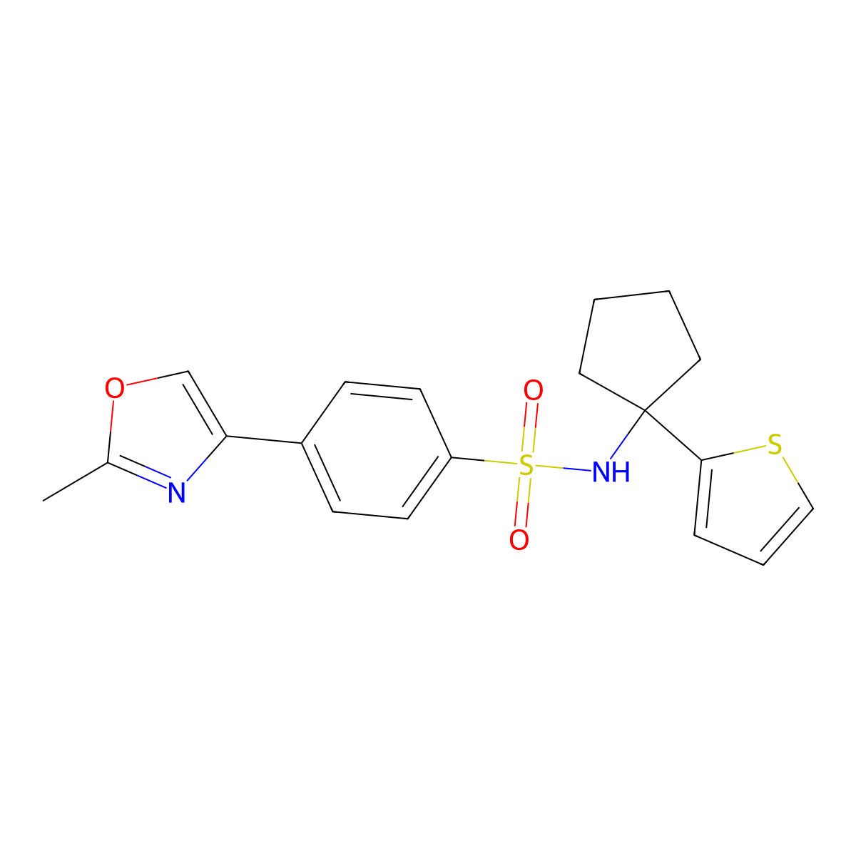 4-(2-methyloxazol-4-yl)-N-(1-(thiophen-2-yl)cyclopentyl)benzenesulfonamide molecular structure, CAS 2034326-57-1