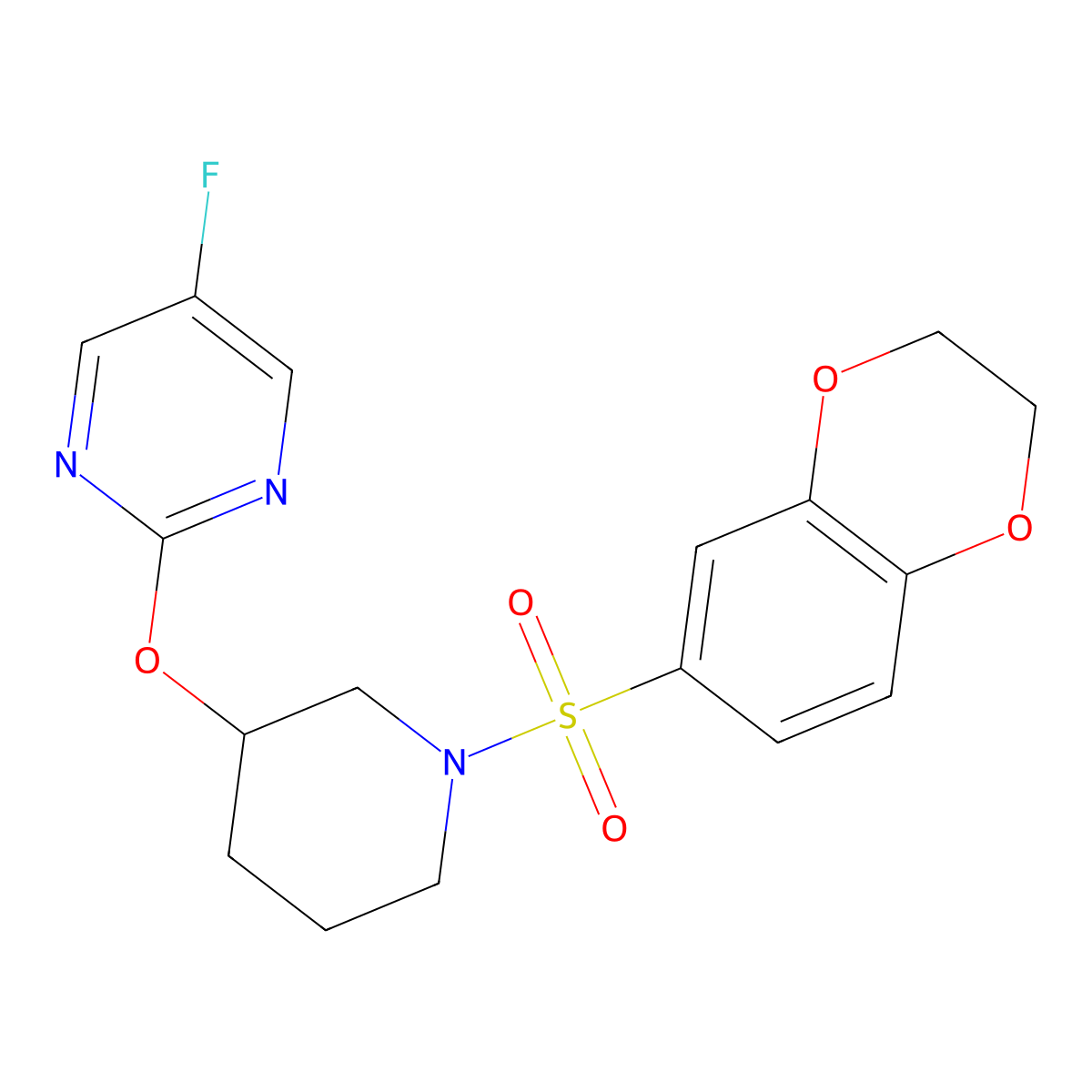2-((1-((2,3-Dihydrobenzo[b][1,4]dioxin-6-yl)sulfonyl)piperidin-3-yl)oxy)-5-fluoropyrimidine molecular structure, CAS 2034326-59-3