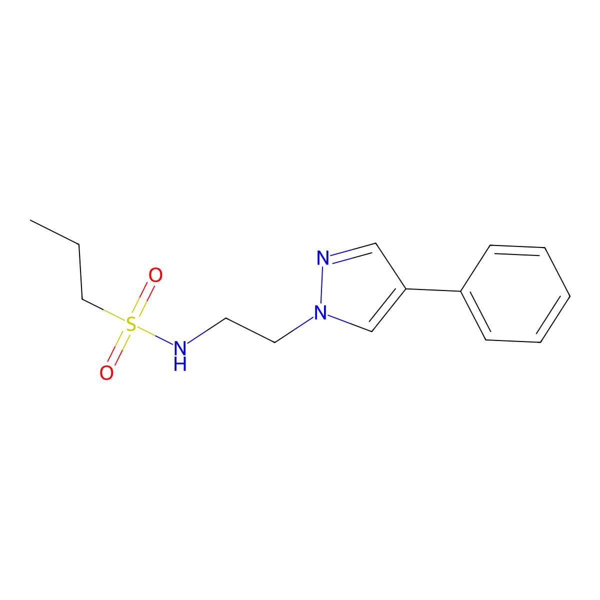 N-[2-(4-phenyl-1H-pyrazol-1-yl)ethyl]propane-1-sulfonamide molecular structure, CAS 2034326-63-9