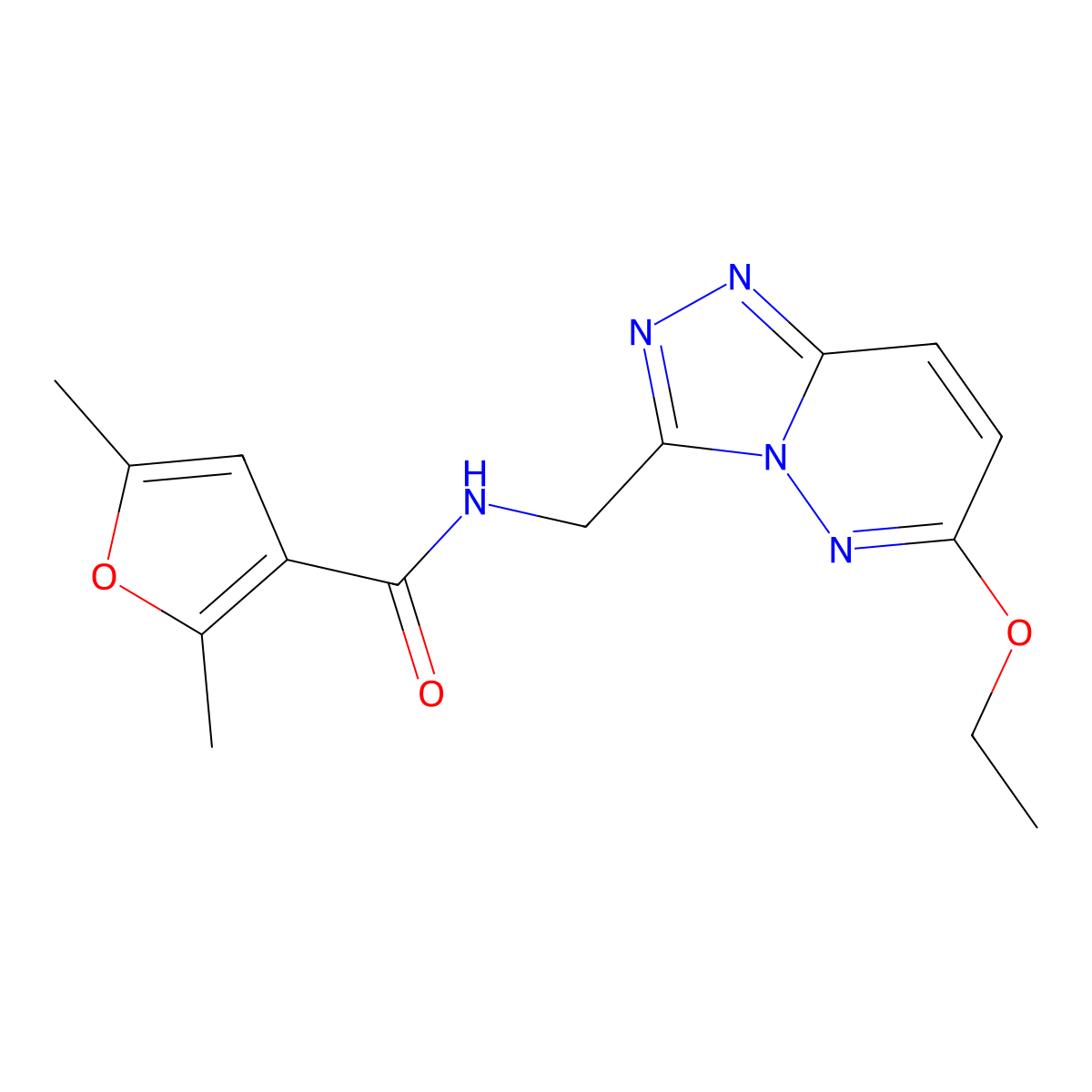 N-((6-ethoxy-[1,2,4]triazolo[4,3-b]pyridazin-3-yl)methyl)-2,5-dimethylfuran-3-carboxamide molecular structure, CAS 2034326-64-0
