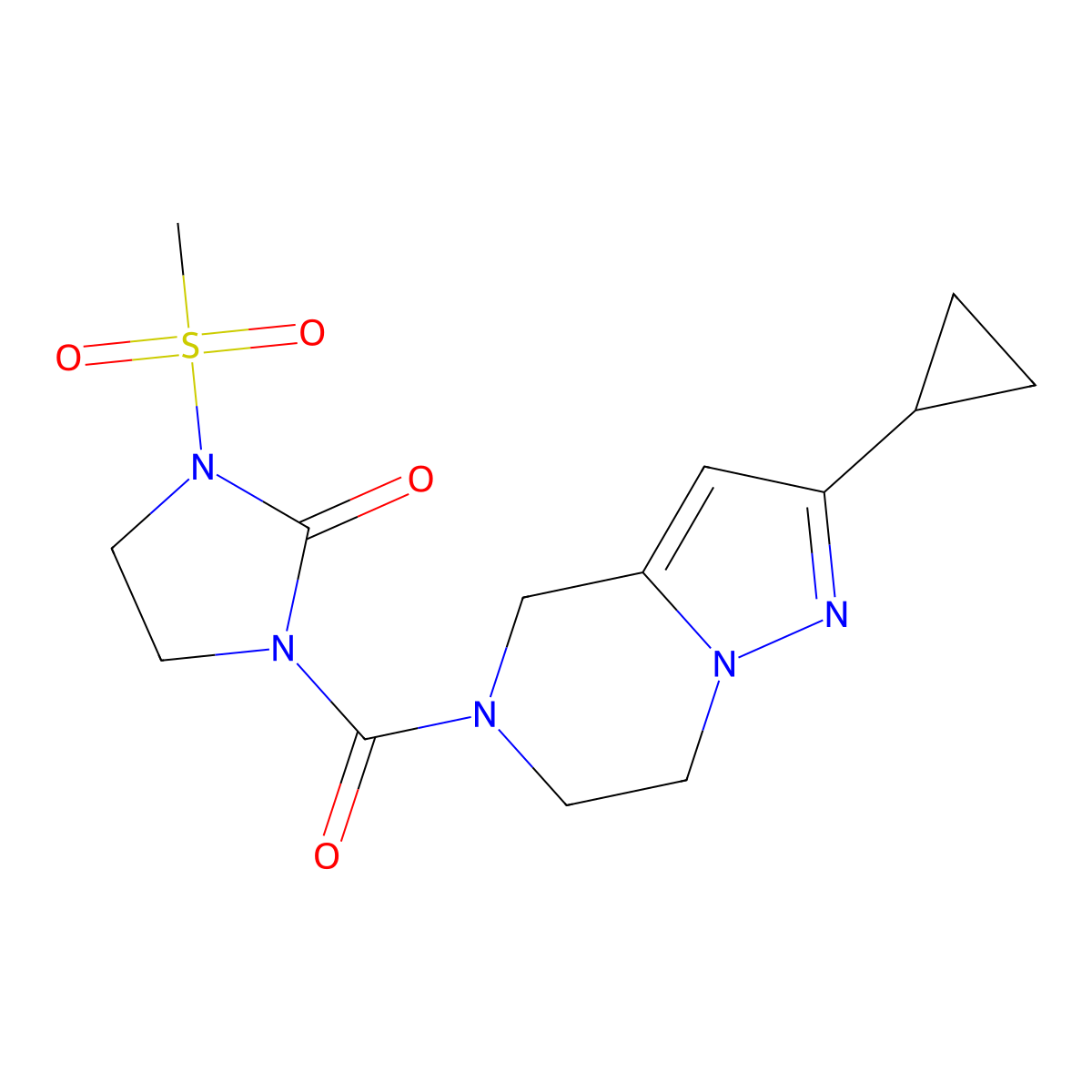 1-(2-Cyclopropyl-4,5,6,7-tetrahydropyrazolo[1,5-a]pyrazine-5-carbonyl)-3-(methylsulfonyl)imidazolidin-2-one molecular structure, CAS 2034326-76-4
