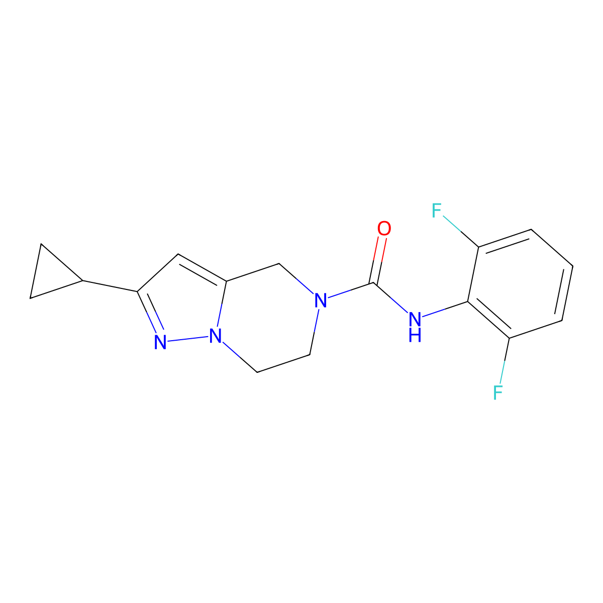 2-cyclopropyl-N-(2,6-difluorophenyl)-6,7-dihydropyrazolo[1,5-a]pyrazine-5(4H)-carboxamide molecular structure, CAS 2034326-81-1