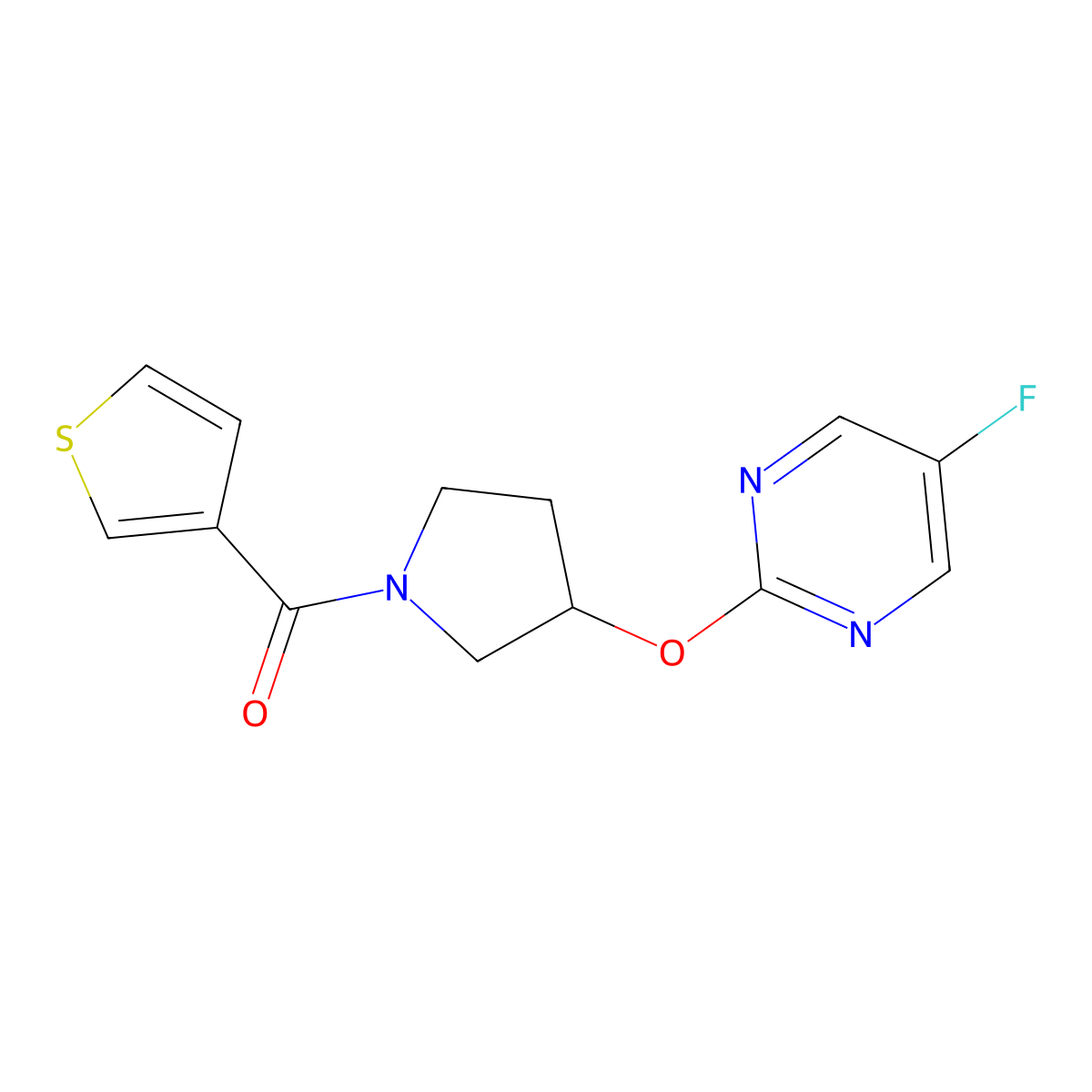 (3-((5-Fluoropyrimidin-2-yl)oxy)pyrrolidin-1-yl)(thiophen-3-yl)methanone molecular structure, CAS 2034326-84-4