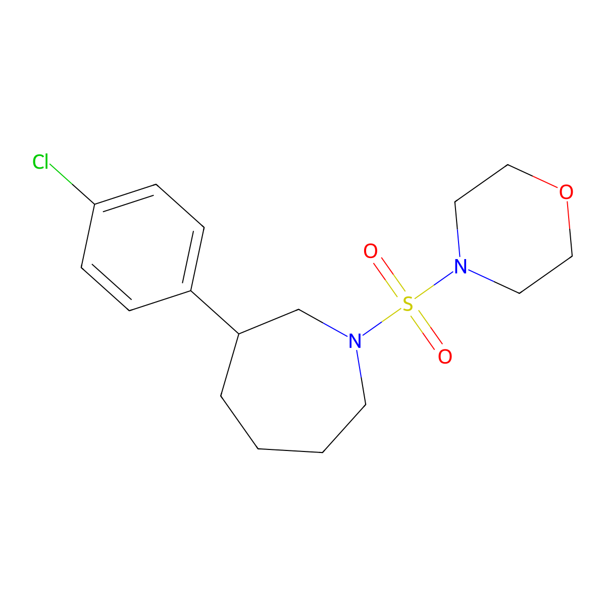4-((3-(4-Chlorophenyl)azepan-1-yl)sulfonyl)morpholine molecular structure, CAS 2034326-87-7