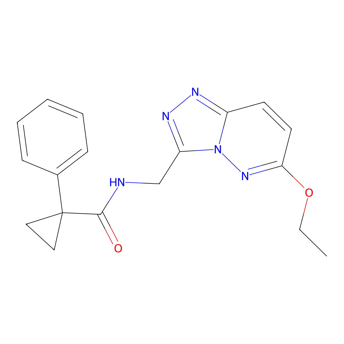 N-((6-ethoxy-[1,2,4]triazolo[4,3-b]pyridazin-3-yl)methyl)-1-phenylcyclopropanecarboxamide molecular structure, CAS 2034326-88-8