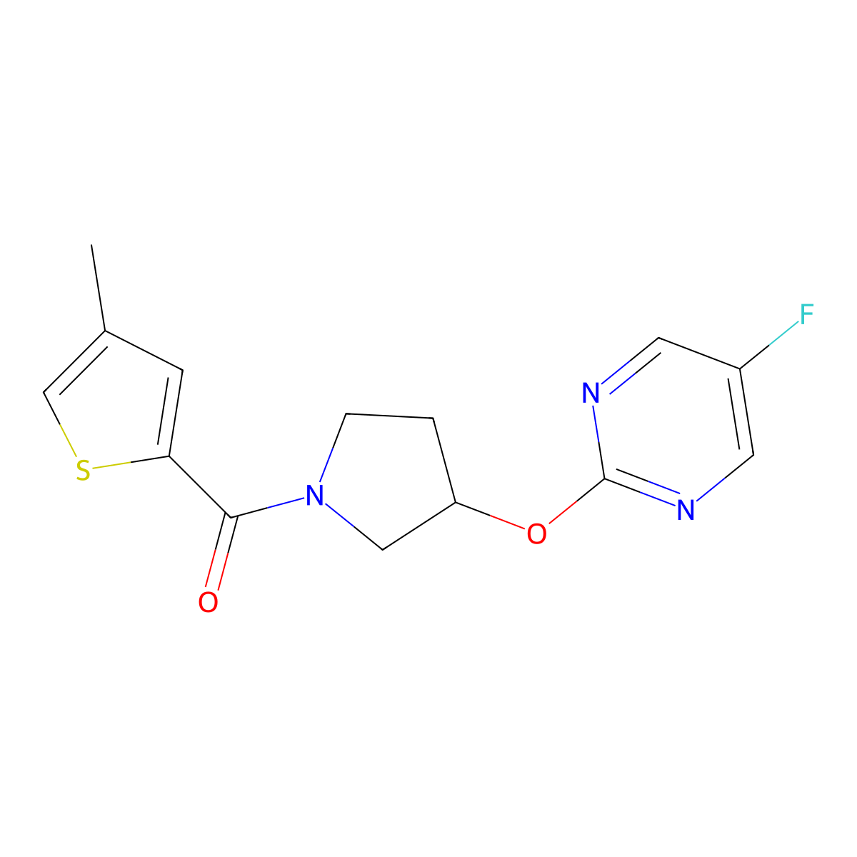(3-((5-Fluoropyrimidin-2-yl)oxy)pyrrolidin-1-yl)(4-methylthiophen-2-yl)methanone molecular structure, CAS 2034326-90-2