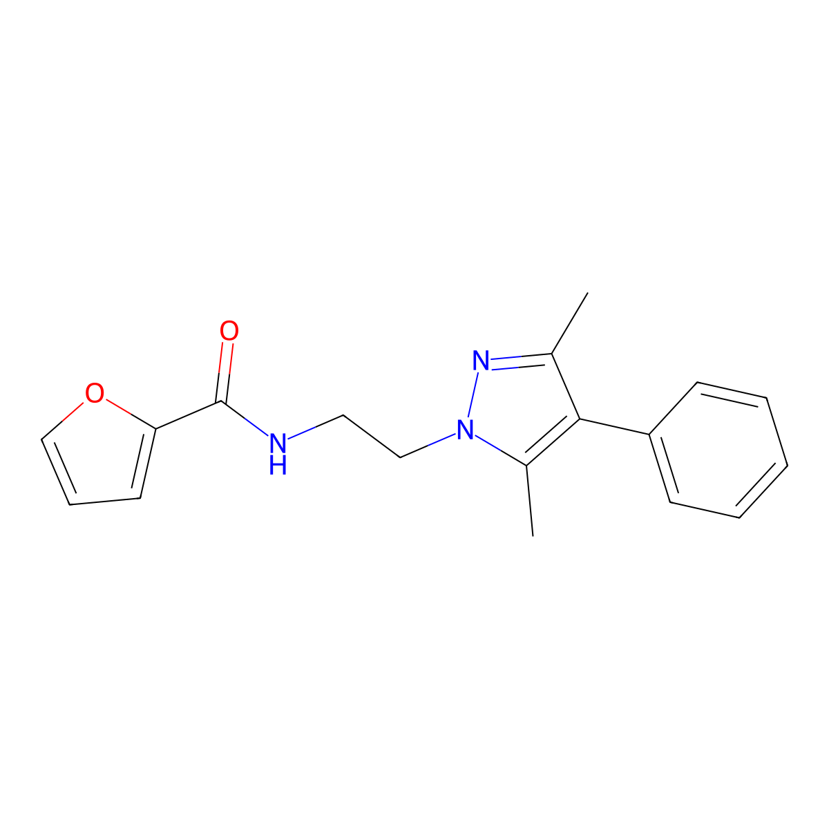 N-(2-(3,5-dimethyl-4-phenyl-1H-pyrazol-1-yl)ethyl)furan-2-carboxamide molecular structure, CAS 2034326-93-5