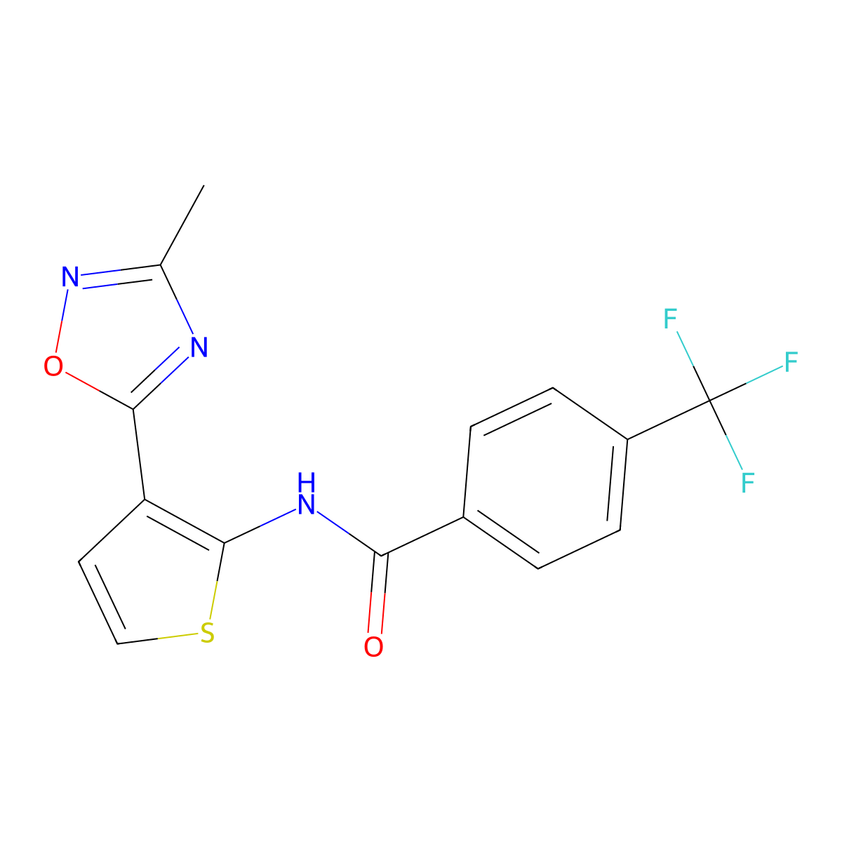 N-[3-(3-methyl-1,2,4-oxadiazol-5-yl)thiophen-2-yl]-4-(trifluoromethyl)benzamide molecular structure, CAS 2034326-95-7