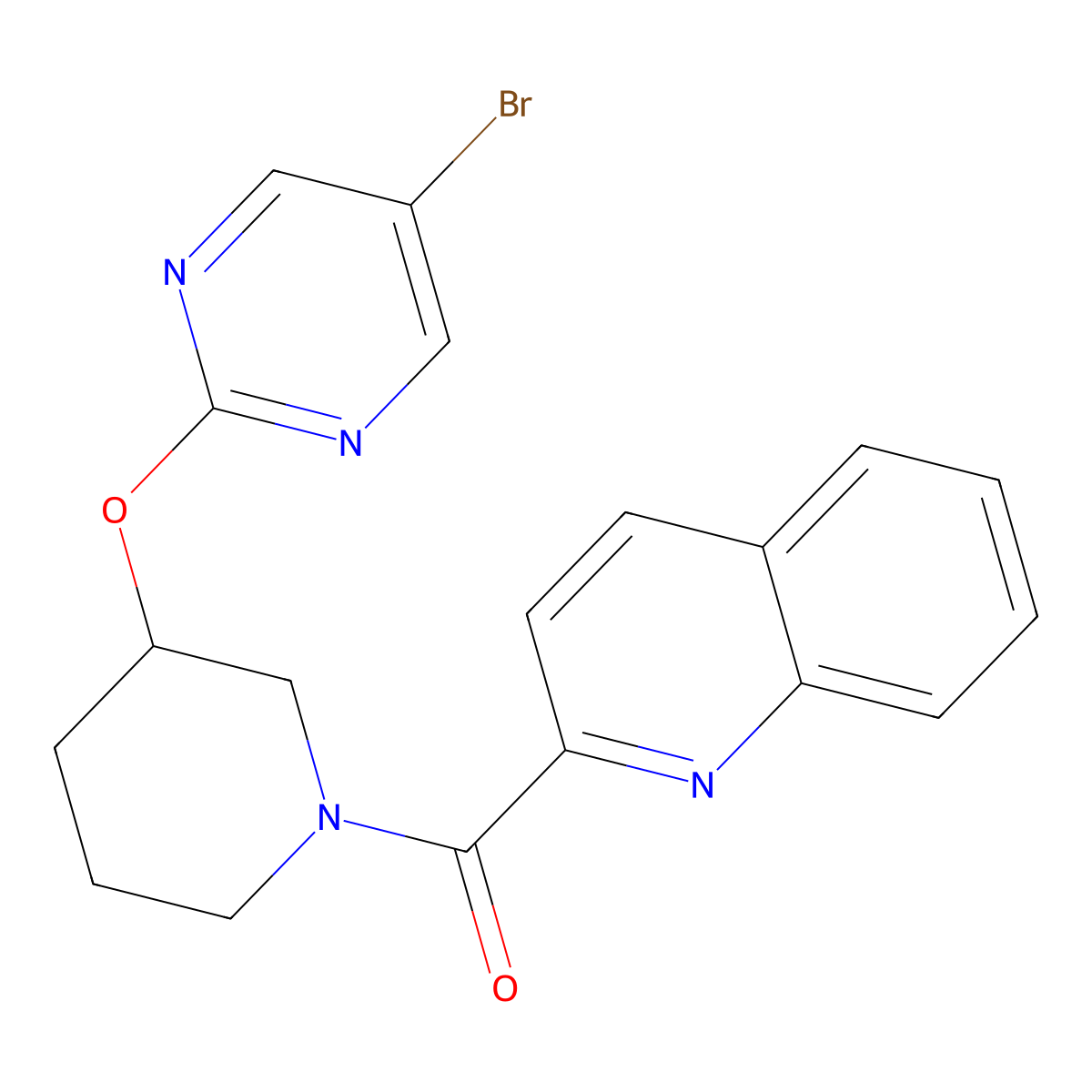 (3-((5-Bromopyrimidin-2-yl)oxy)piperidin-1-yl)(quinolin-2-yl)methanone molecular structure, CAS 2034326-99-1