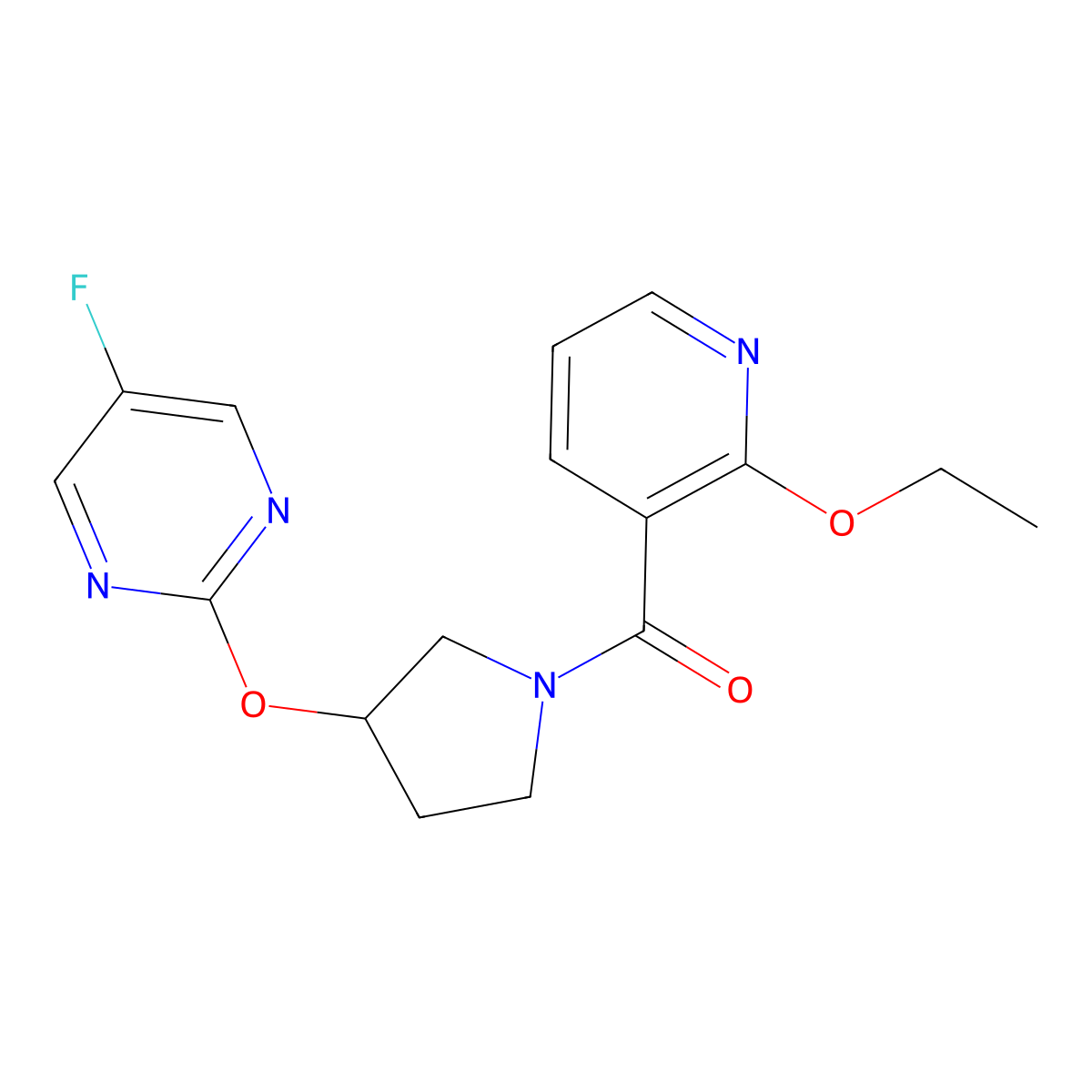 (2-Ethoxypyridin-3-yl)(3-((5-fluoropyrimidin-2-yl)oxy)pyrrolidin-1-yl)methanone molecular structure, CAS 2034327-02-9