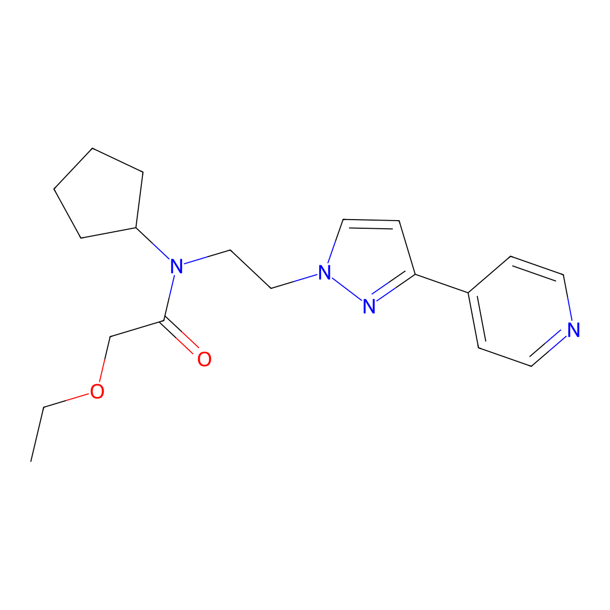 N-cyclopentyl-2-ethoxy-N-{2-[3-(pyridin-4-yl)-1H-pyrazol-1-yl]ethyl}acetamide molecular structure, CAS 2034327-04-1