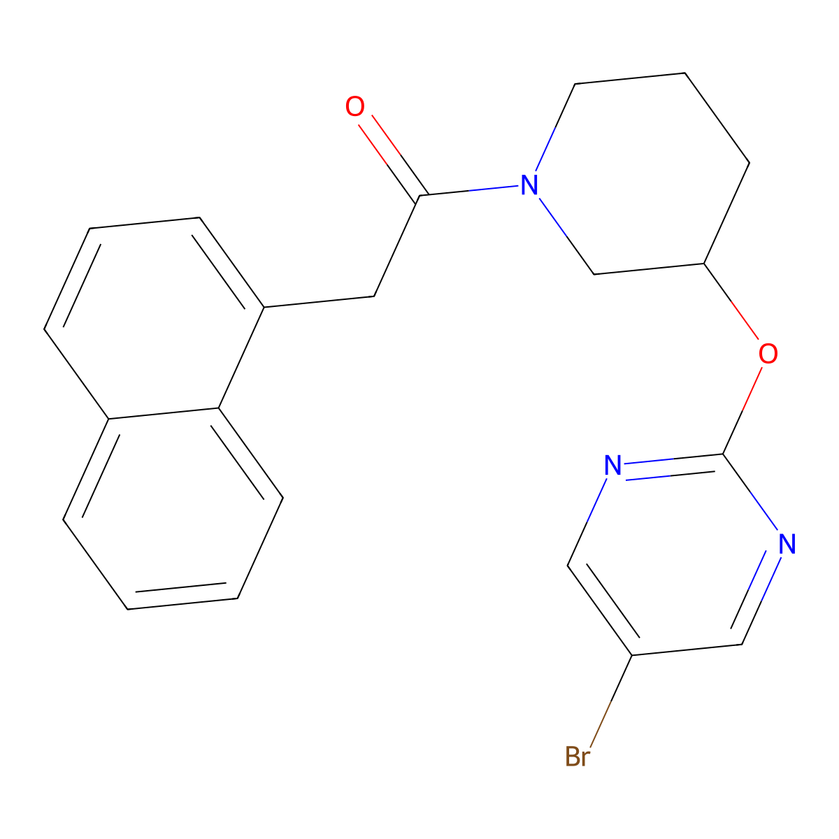 1-(3-((5-Bromopyrimidin-2-yl)oxy)piperidin-1-yl)-2-(naphthalen-1-yl)ethanone molecular structure, CAS 2034327-13-2