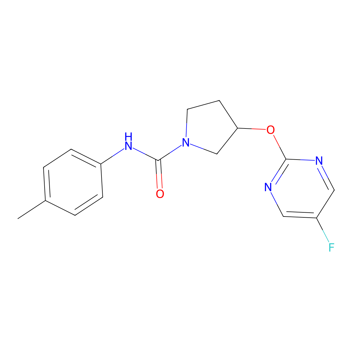 3-((5-fluoropyrimidin-2-yl)oxy)-N-(p-tolyl)pyrrolidine-1-carboxamide molecular structure, CAS 2034327-15-4