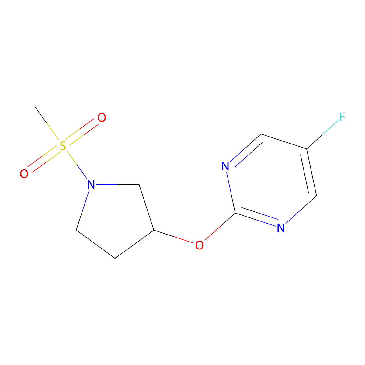5-Fluoro-2-((1-(methylsulfonyl)pyrrolidin-3-yl)oxy)pyrimidine molecular structure, CAS 2034327-20-1
