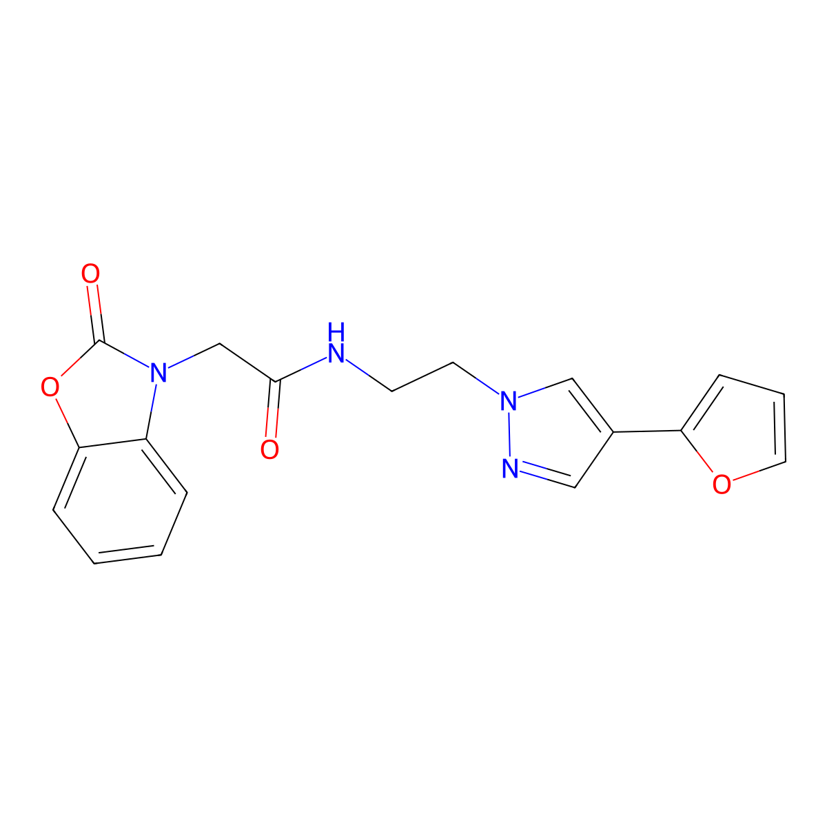 N-(2-(4-(furan-2-yl)-1H-pyrazol-1-yl)ethyl)-2-(2-oxobenzo[d]oxazol-3(2H)-yl)acetamide molecular structure, CAS 2034327-29-0