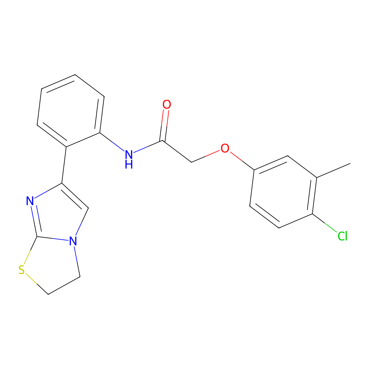 2-(4-chloro-3-methylphenoxy)-N-(2-(2,3-dihydroimidazo[2,1-b]thiazol-6-yl)phenyl)acetamide molecular structure, CAS 2034327-30-3