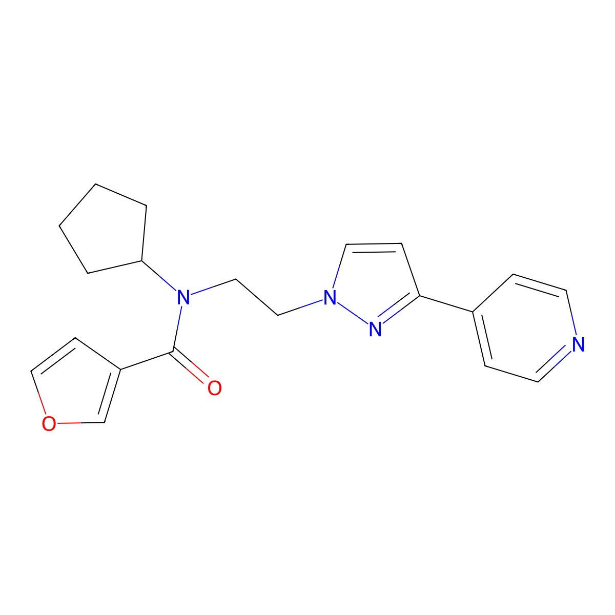 N-cyclopentyl-N-{2-[3-(pyridin-4-yl)-1H-pyrazol-1-yl]ethyl}furan-3-carboxamide molecular structure, CAS 2034327-33-6