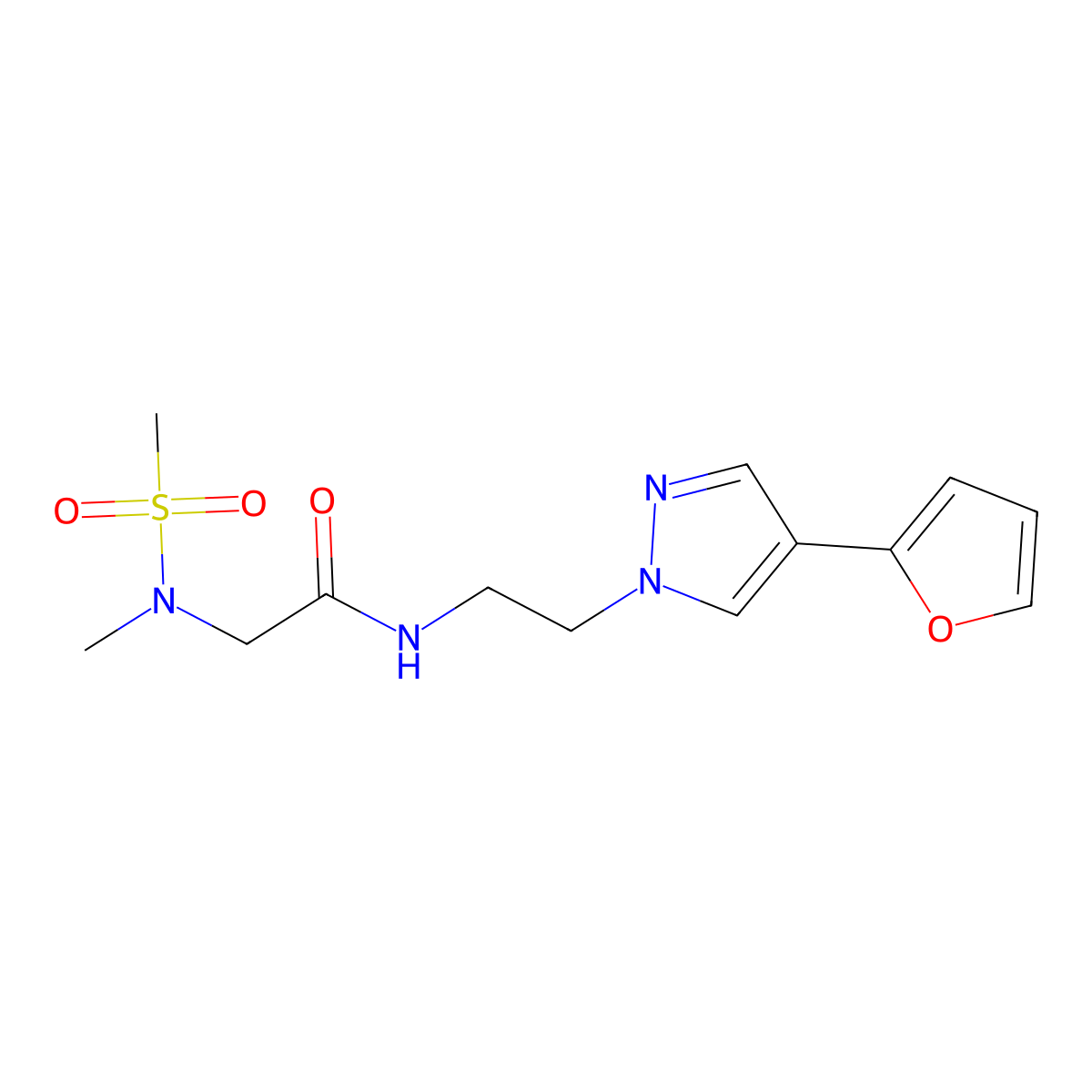 N-(2-(4-(furan-2-yl)-1H-pyrazol-1-yl)ethyl)-2-(N-methylmethylsulfonamido)acetamide molecular structure, CAS 2034327-35-8