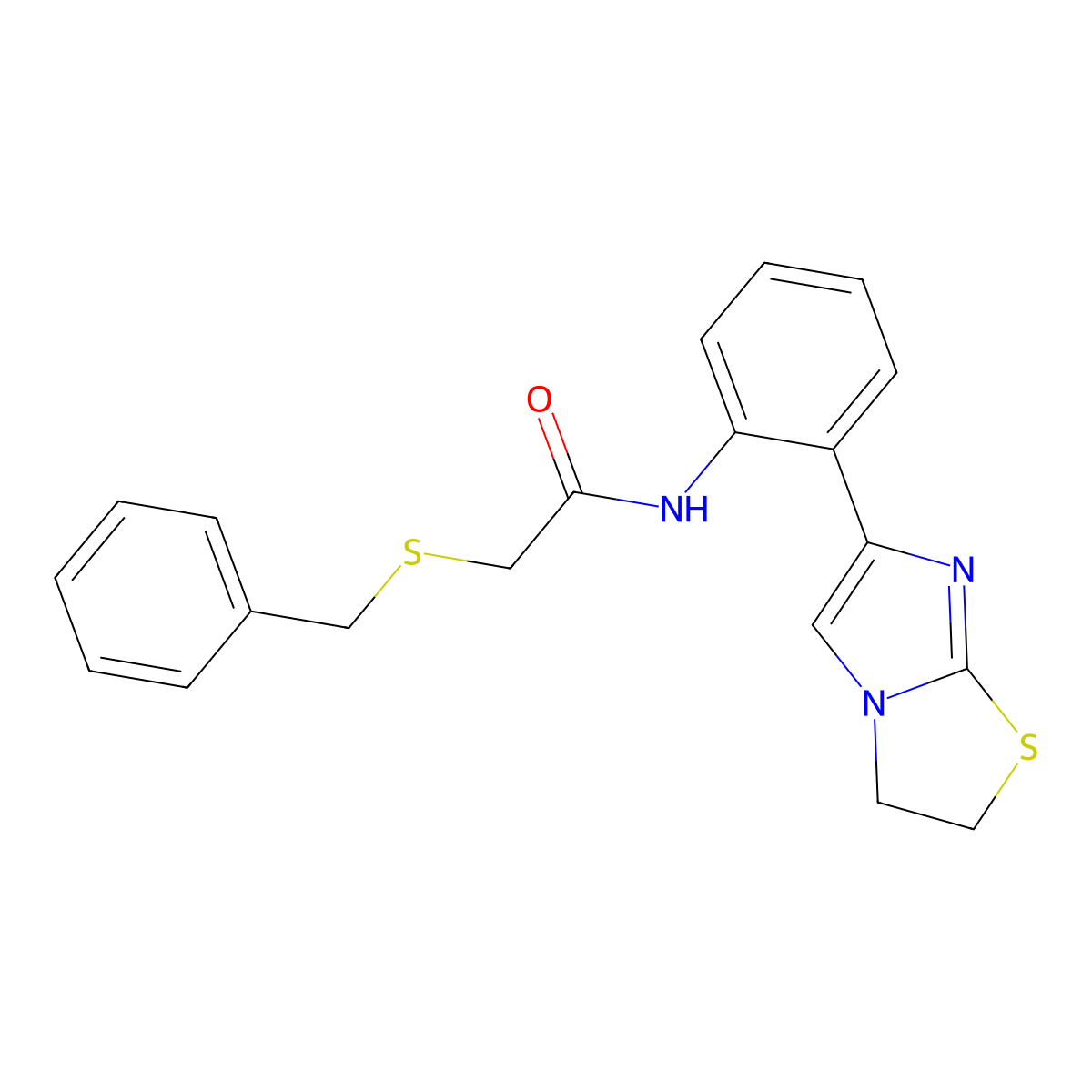 2-(benzylthio)-N-(2-(2,3-dihydroimidazo[2,1-b]thiazol-6-yl)phenyl)acetamide molecular structure, CAS 2034327-39-2