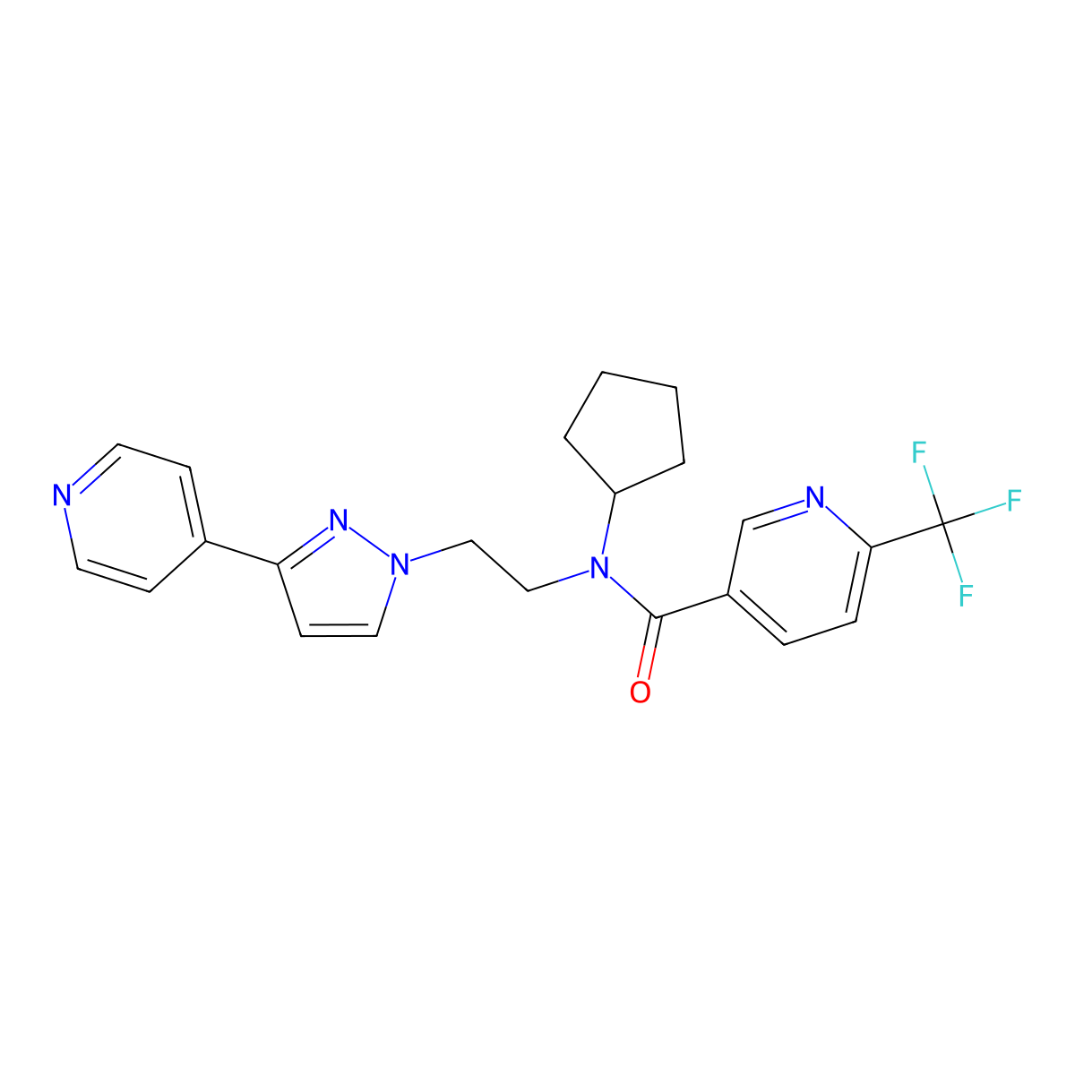 N-cyclopentyl-N-(2-(3-(pyridin-4-yl)-1H-pyrazol-1-yl)ethyl)-6-(trifluoromethyl)nicotinamide molecular structure, CAS 2034327-48-3