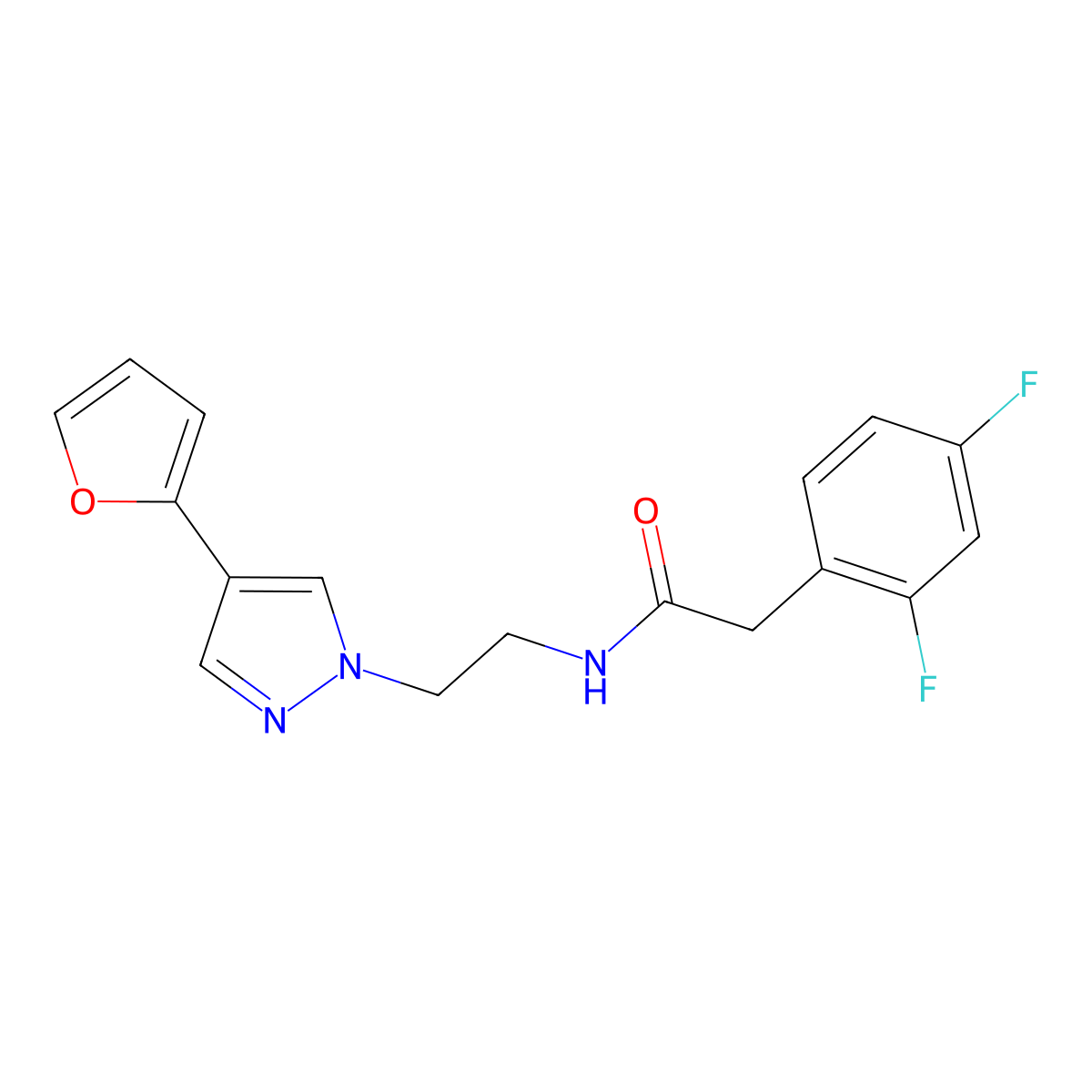 2-(2,4-difluorophenyl)-N-{2-[4-(furan-2-yl)-1H-pyrazol-1-yl]ethyl}acetamide molecular structure, CAS 2034327-49-4