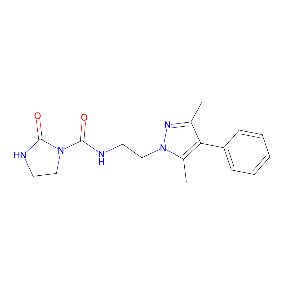 N-[2-(3,5-dimethyl-4-phenyl-1H-pyrazol-1-yl)ethyl]-2-oxoimidazolidine-1-carboxamide molecular structure, CAS 2034327-51-8