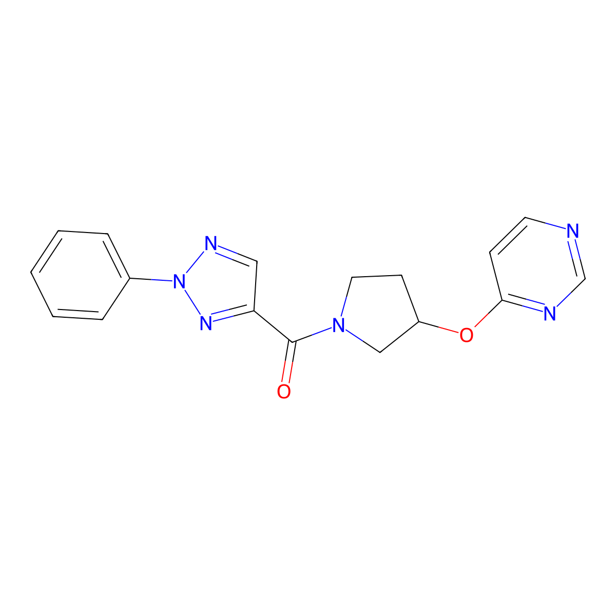 4-{[1-(2-phenyl-2H-1,2,3-triazole-4-carbonyl)pyrrolidin-3-yl]oxy}pyrimidine molecular structure, CAS 2034327-54-1