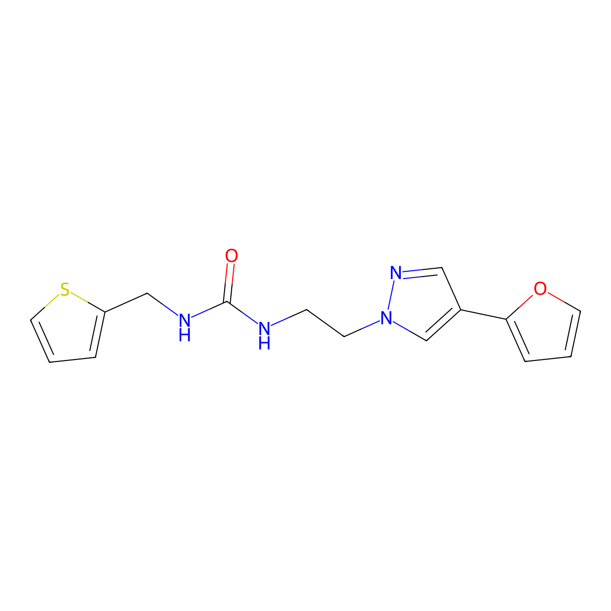 1-(2-(4-(furan-2-yl)-1H-pyrazol-1-yl)ethyl)-3-(thiophen-2-ylmethyl)urea molecular structure, CAS 2034327-68-7