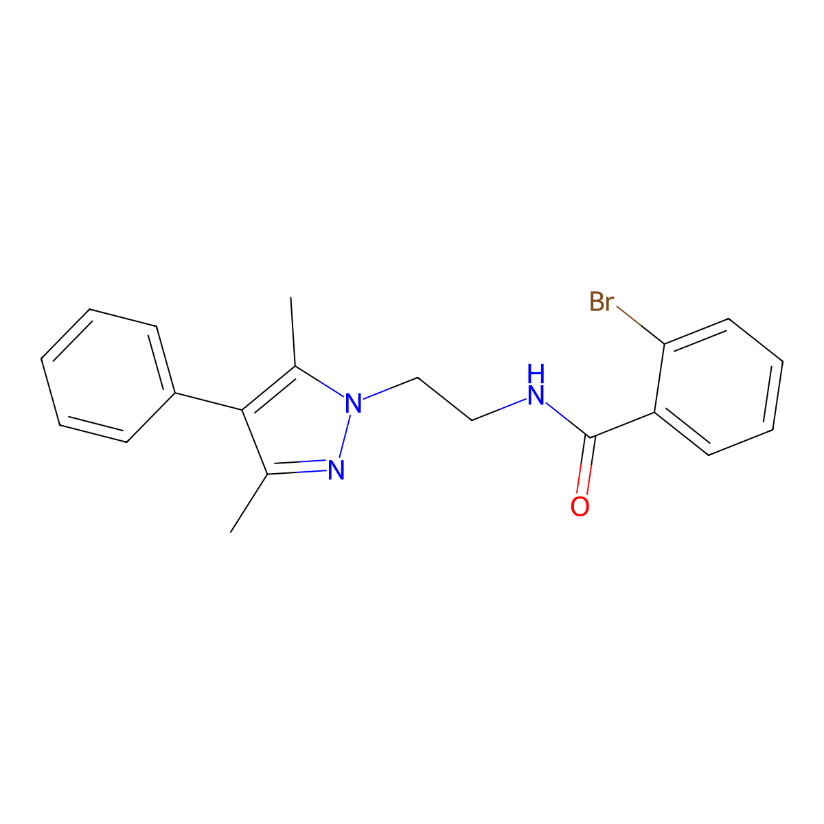 2-bromo-N-[2-(3,5-dimethyl-4-phenyl-1H-pyrazol-1-yl)ethyl]benzamide molecular structure, CAS 2034327-69-8