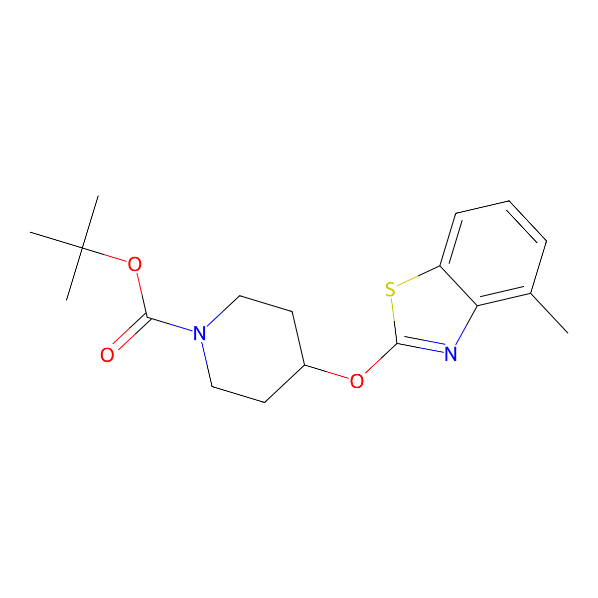 Tert-butyl 4-((4-methylbenzo[d]thiazol-2-yl)oxy)piperidine-1-carboxylate molecular structure, CAS 2034327-72-3