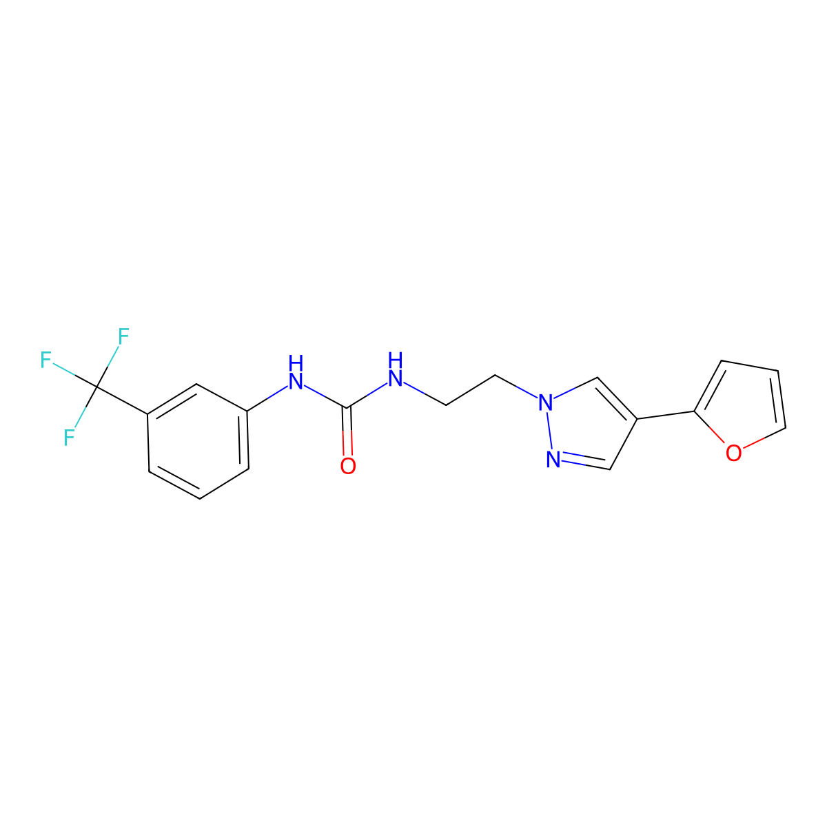 3-{2-[4-(furan-2-yl)-1H-pyrazol-1-yl]ethyl}-1-[3-(trifluoromethyl)phenyl]urea molecular structure, CAS 2034327-73-4