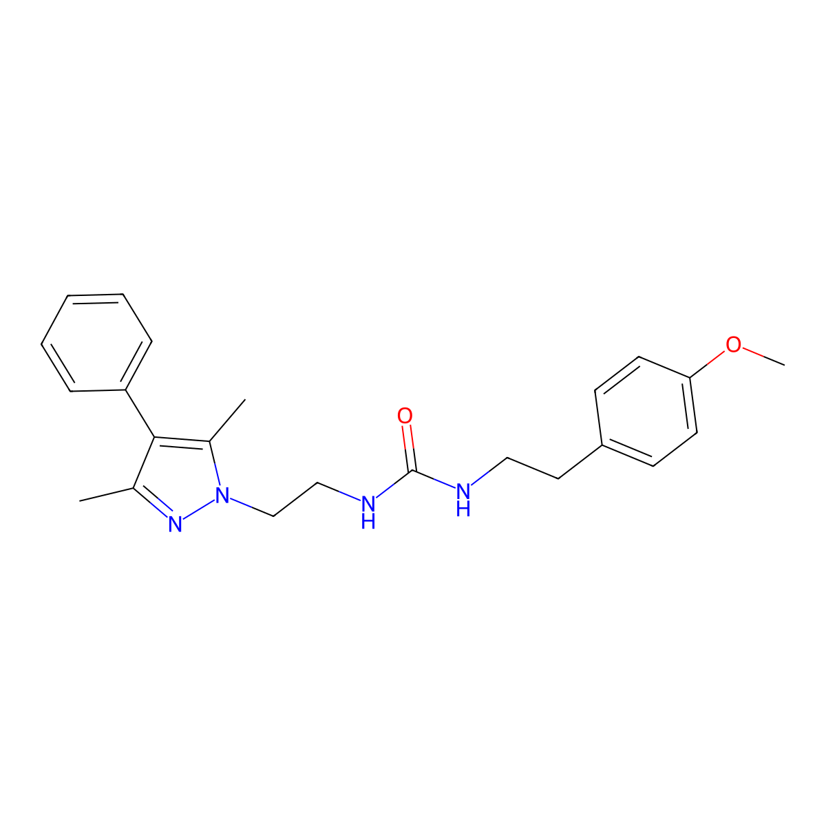 1-(2-(3,5-dimethyl-4-phenyl-1H-pyrazol-1-yl)ethyl)-3-(4-methoxyphenethyl)urea molecular structure, CAS 2034327-78-9