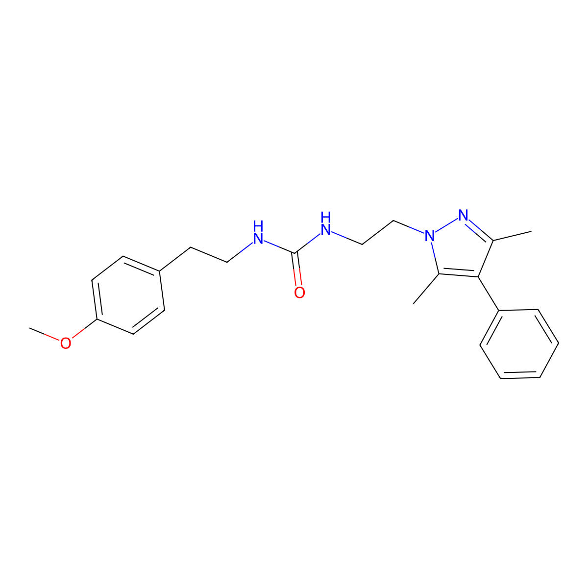 1-(2-(3,5-dimethyl-4-phenyl-1H-pyrazol-1-yl)ethyl)-3-(4-methoxyphenethyl)urea molecular structure, CAS 2034327-78-9