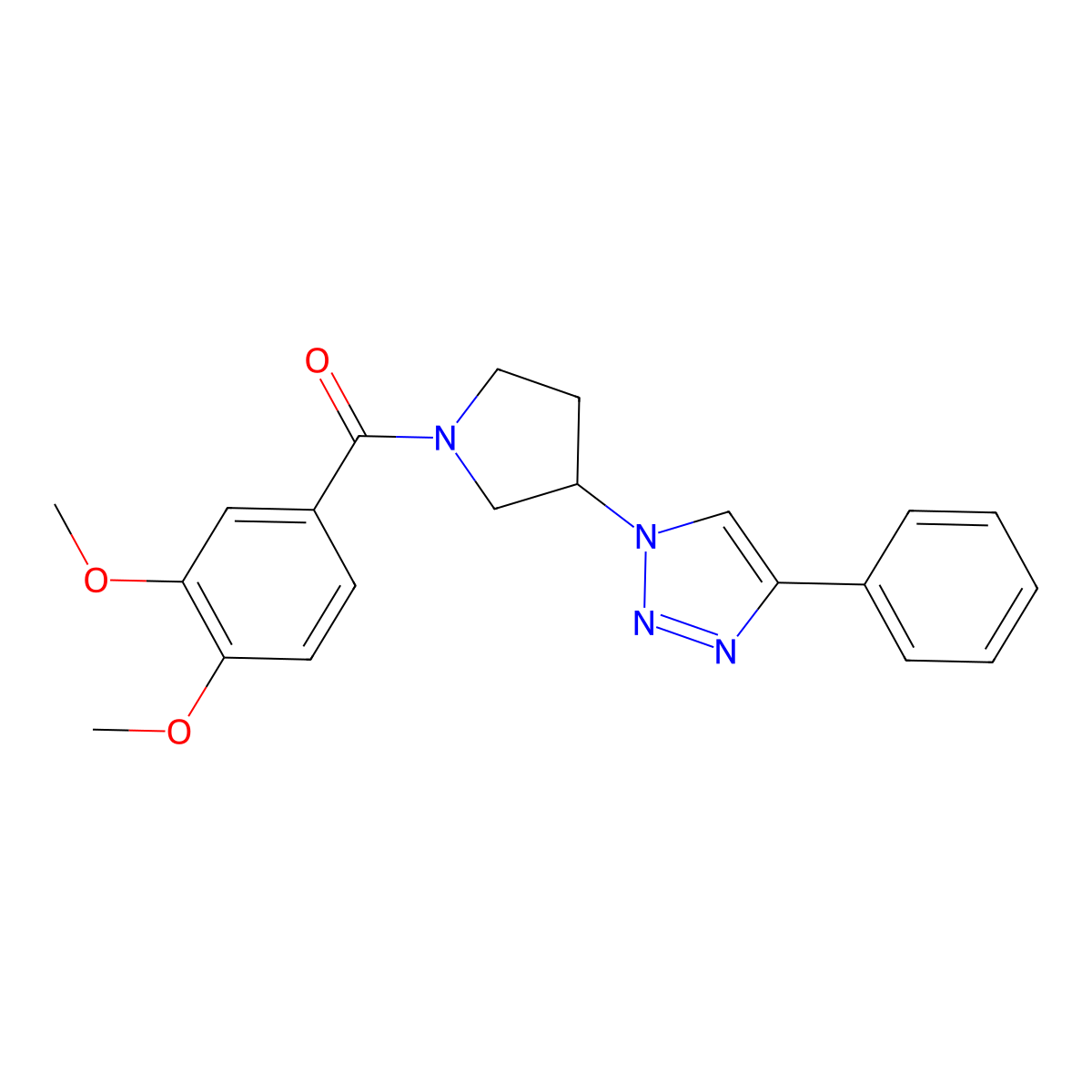 (3,4-dimethoxyphenyl)(3-(4-phenyl-1H-1,2,3-triazol-1-yl)pyrrolidin-1-yl)methanone molecular structure, CAS 2034327-81-4