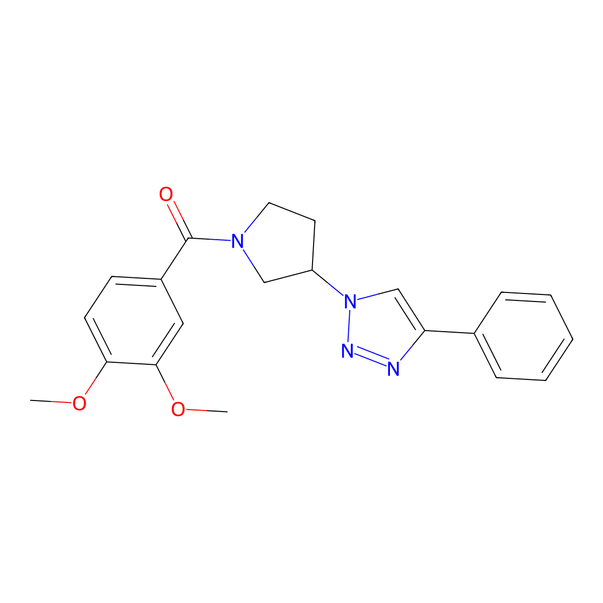 (3,4-dimethoxyphenyl)(3-(4-phenyl-1H-1,2,3-triazol-1-yl)pyrrolidin-1-yl)methanone molecular structure, CAS 2034327-81-4