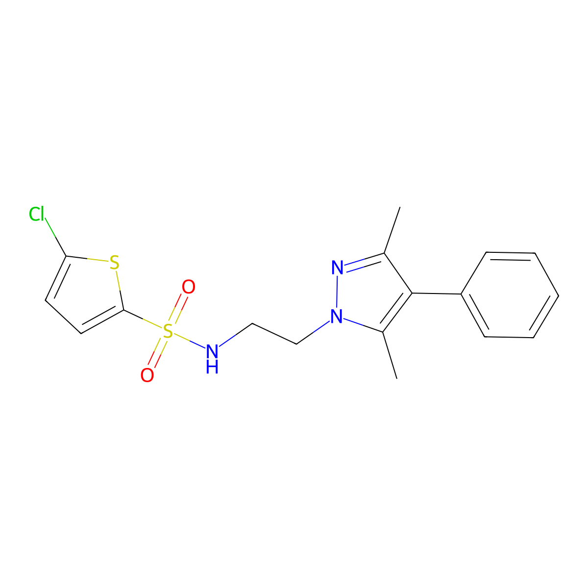 5-chloro-N-(2-(3,5-dimethyl-4-phenyl-1H-pyrazol-1-yl)ethyl)thiophene-2-sulfonamide molecular structure, CAS 2034327-83-6