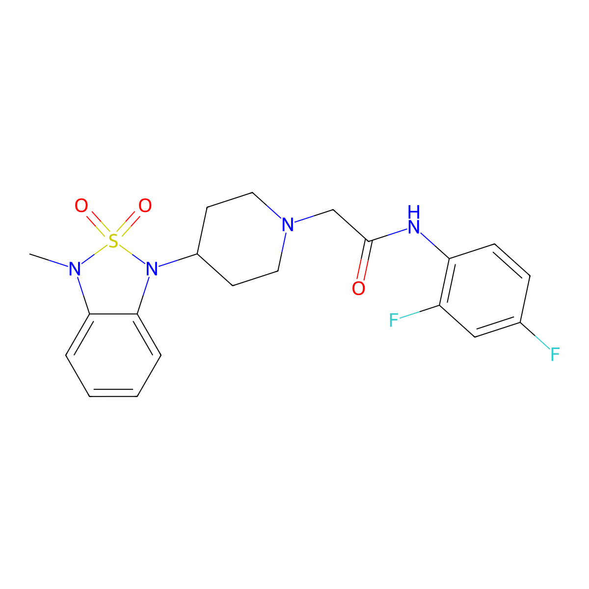 N-(2,4-difluorophenyl)-2-(4-(3-methyl-2,2-dioxidobenzo[c][1,2,5]thiadiazol-1(3H)-yl)piperidin-1-yl)acetamide molecular structure, CAS 2034327-88-1