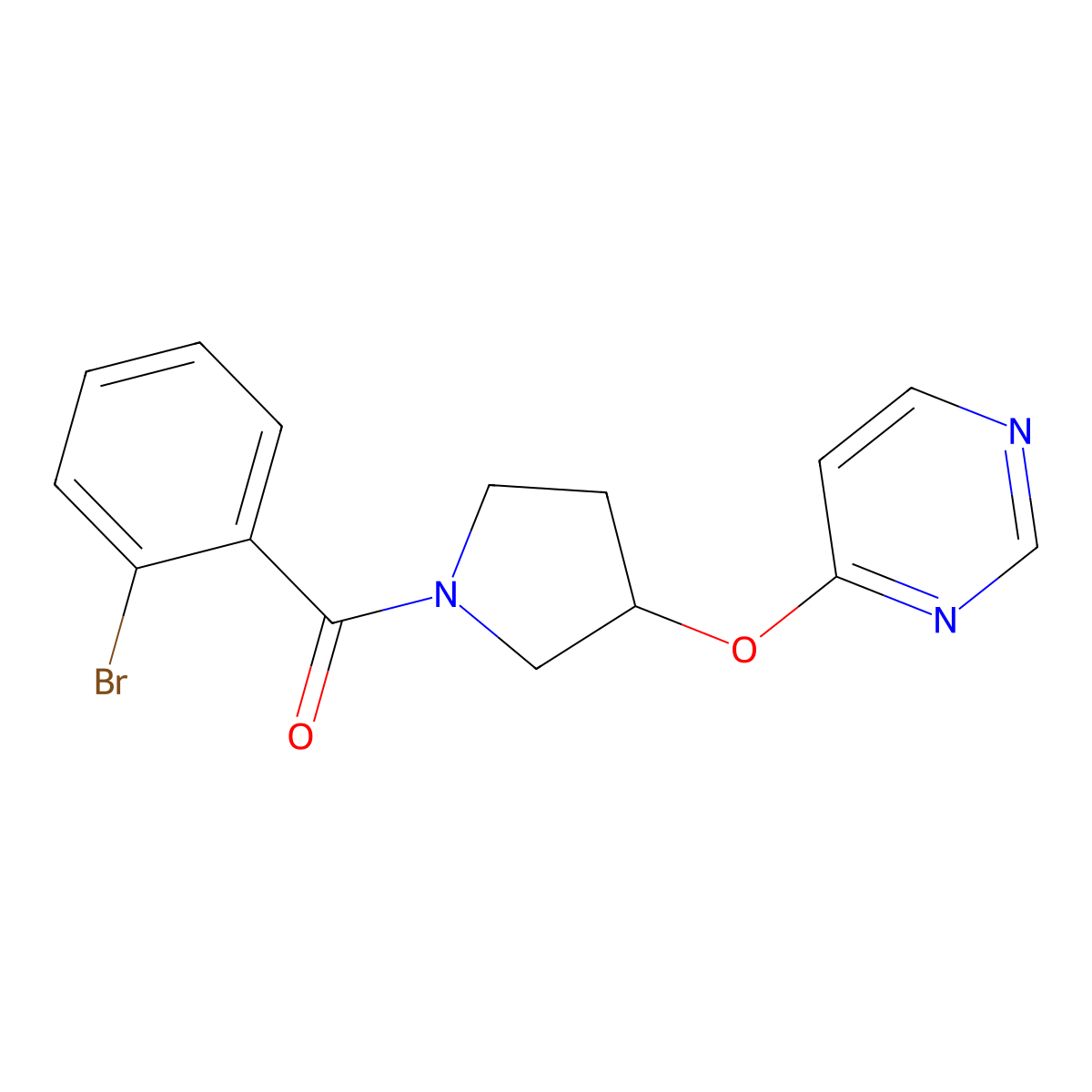 (2-Bromophenyl)(3-(pyrimidin-4-yloxy)pyrrolidin-1-yl)methanone molecular structure, CAS 2034327-90-5