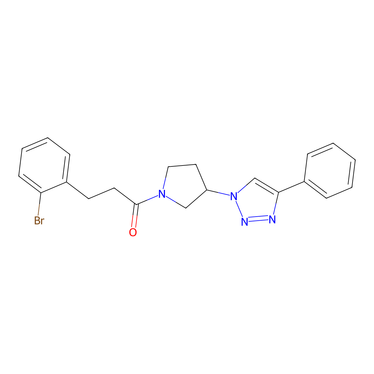 3-(2-bromophenyl)-1-(3-(4-phenyl-1H-1,2,3-triazol-1-yl)pyrrolidin-1-yl)propan-1-one molecular structure, CAS 2034327-92-7