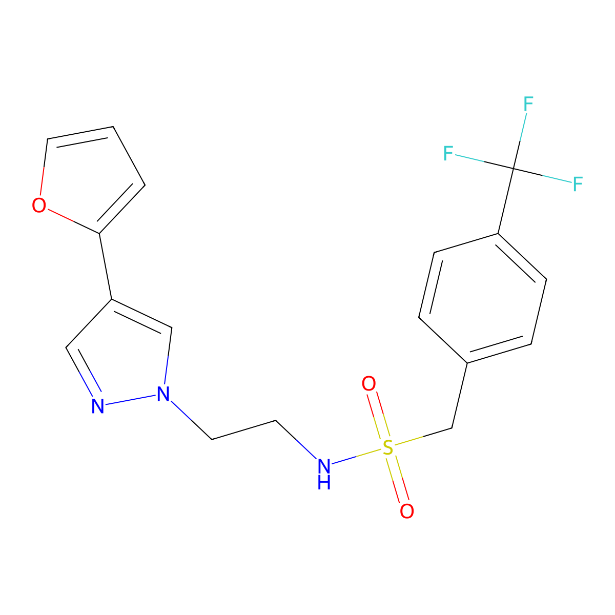 N-{2-[4-(furan-2-yl)-1H-pyrazol-1-yl]ethyl}-1-[4-(trifluoromethyl)phenyl]methanesulfonamide molecular structure, CAS 2034327-93-8
