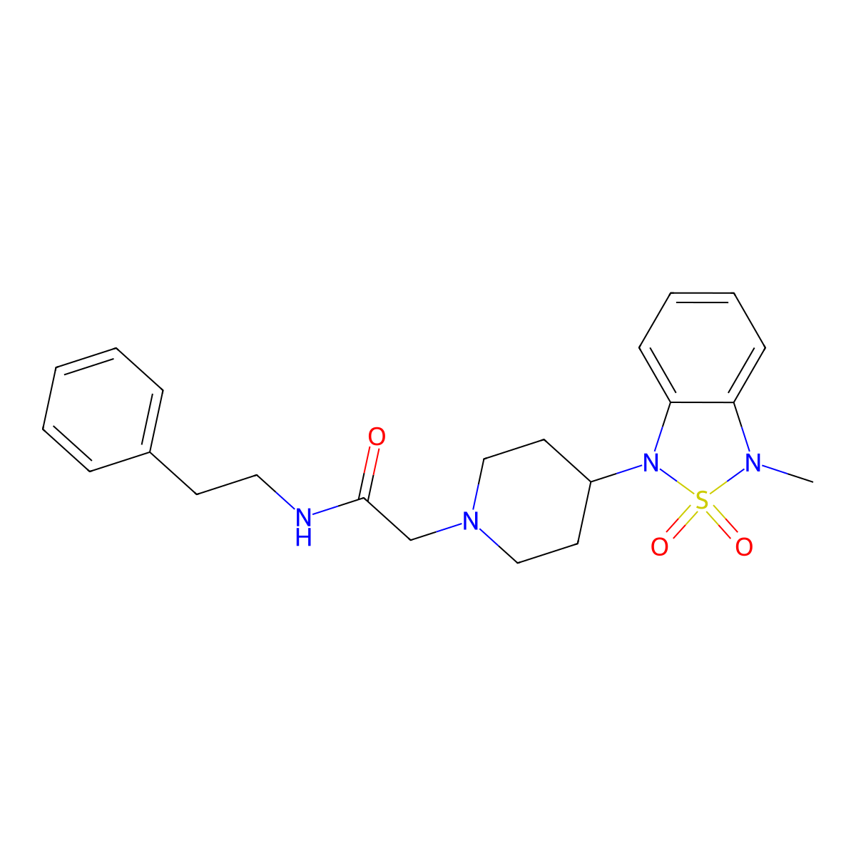 2-(4-(3-methyl-2,2-dioxidobenzo[c][1,2,5]thiadiazol-1(3H)-yl)piperidin-1-yl)-N-phenethylacetamide molecular structure, CAS 2034327-94-9