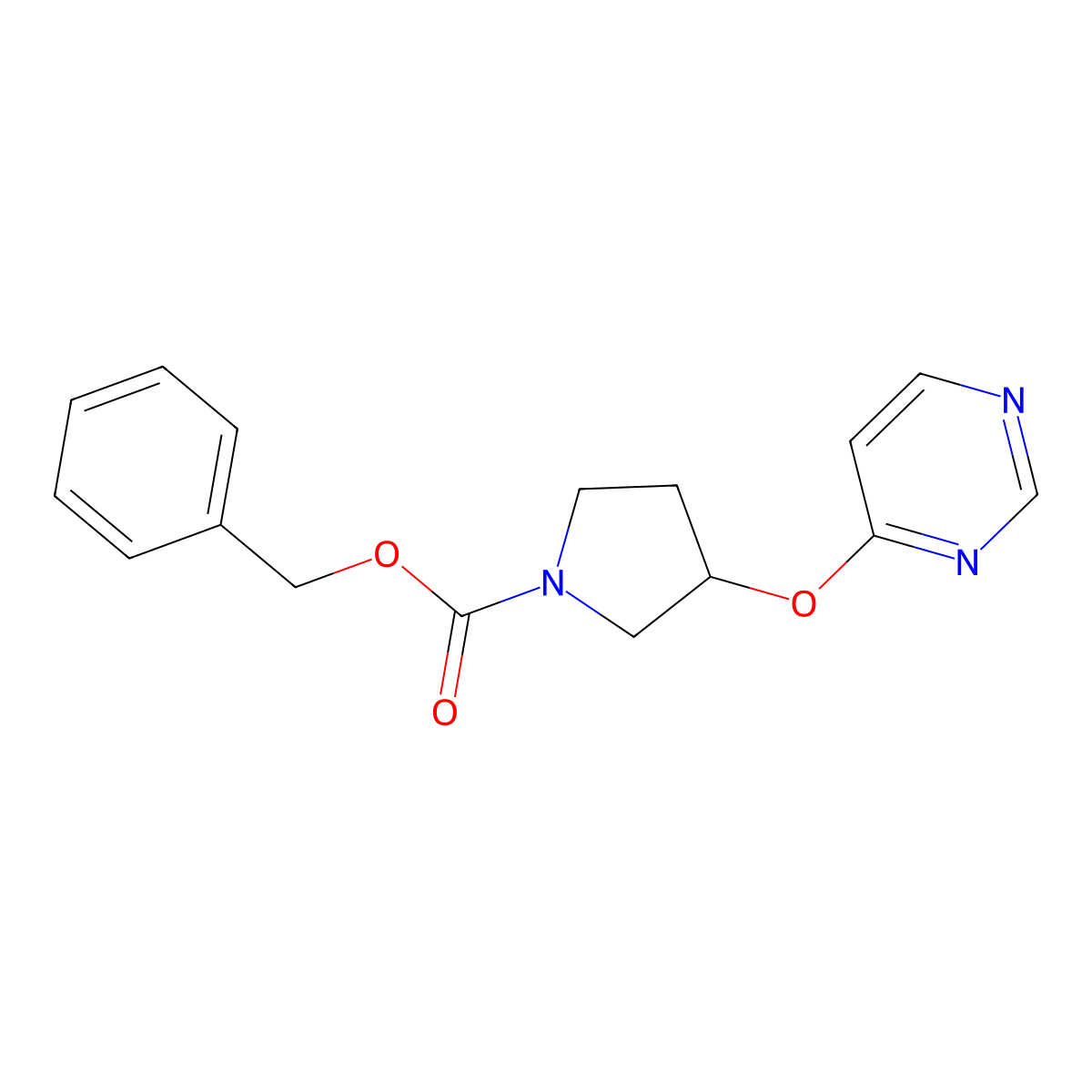 Benzyl 3-(pyrimidin-4-yloxy)pyrrolidine-1-carboxylate molecular structure, CAS 2034328-01-1